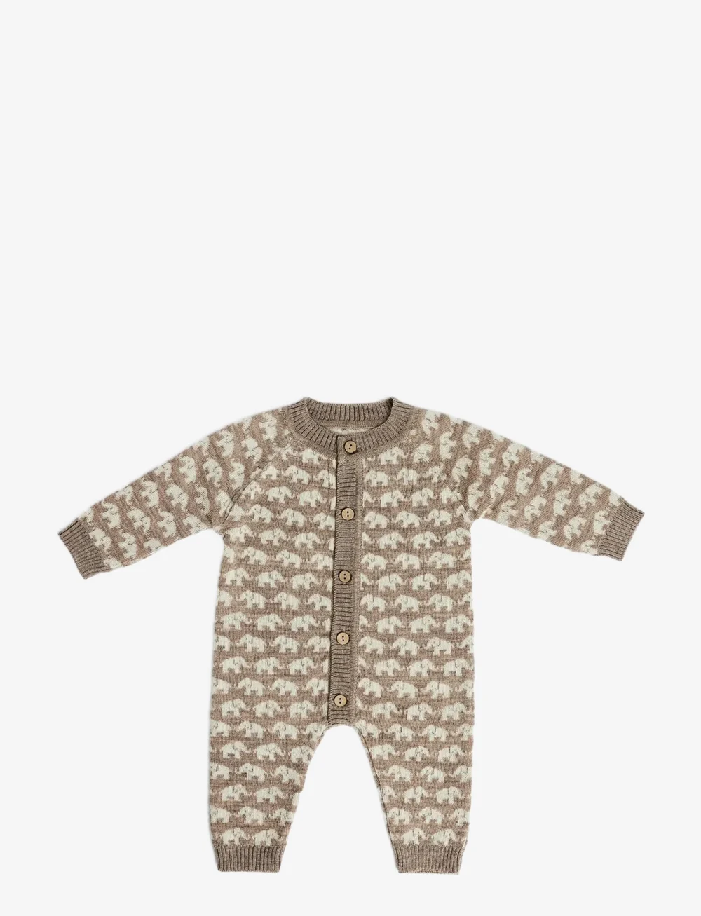 Smallstuff - Jumpsuit, AO Elephants, merino wool, nature melange - pükskostüümid - nature melange - 1