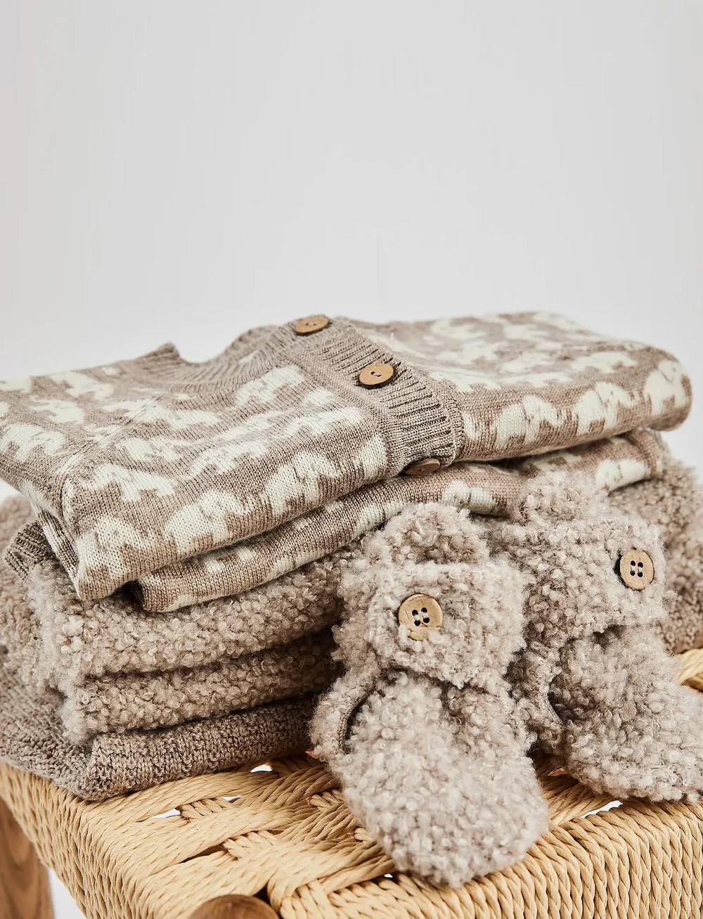 Smallstuff - Jumpsuit, AO Elephants, merino wool, nature melange - pükskostüümid - nature melange - 0