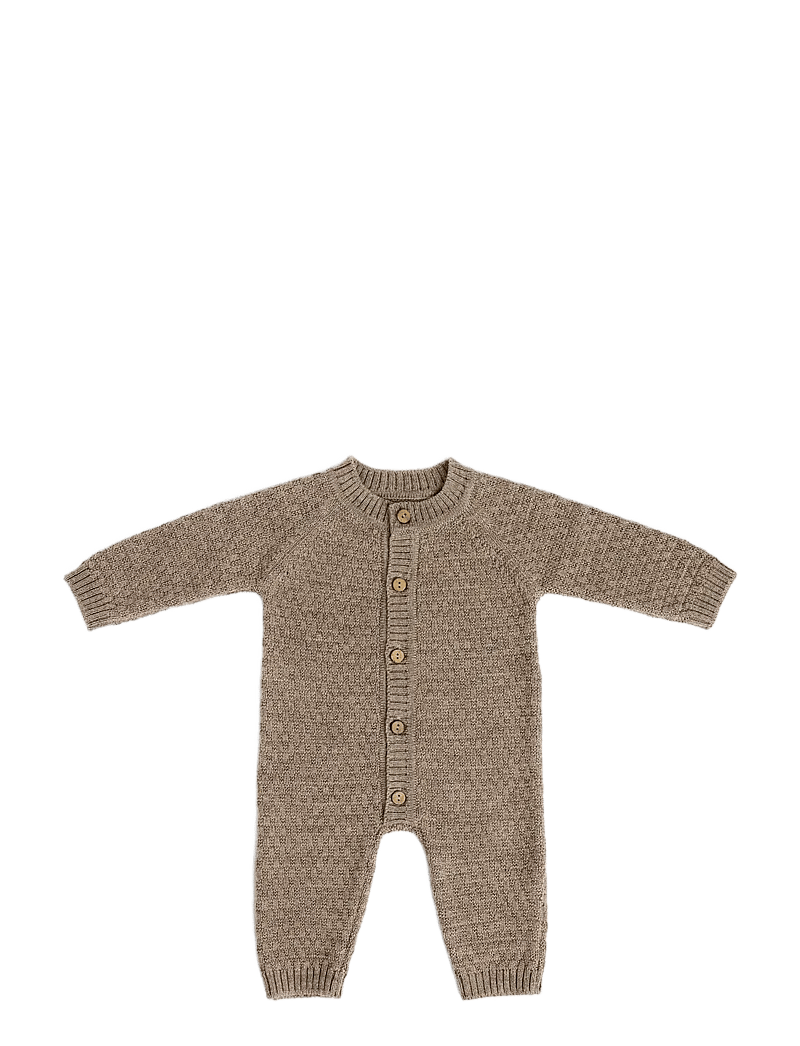 Smallstuff - Jumpsuit, AO Elephants, merino wool, nature melange - buksedragter - nature melange - 1