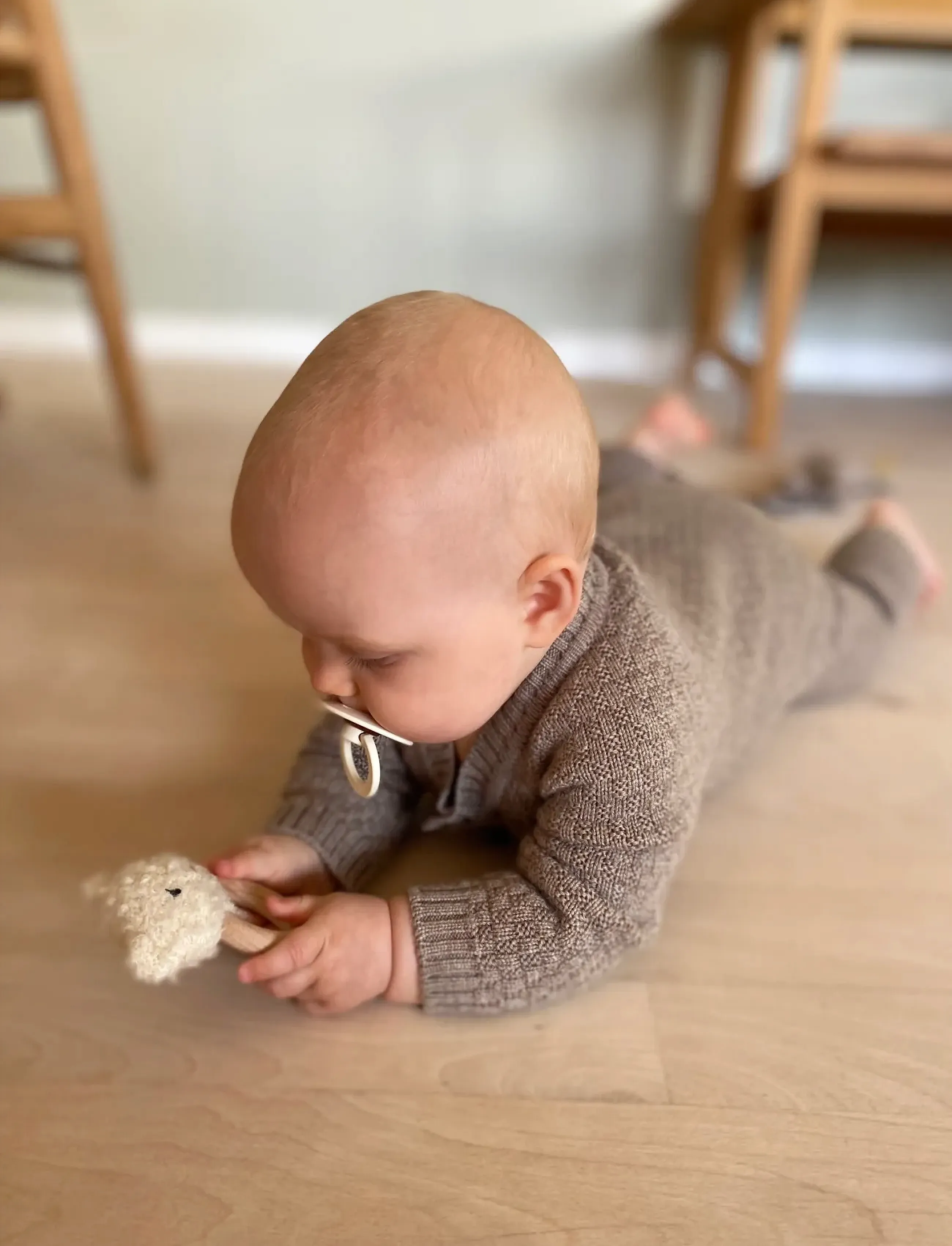 Smallstuff Jumpsuit, Ao Elephants, Merino Wool, Nature Melange, 80/86, Beige - Strampelanzüge, Kinder