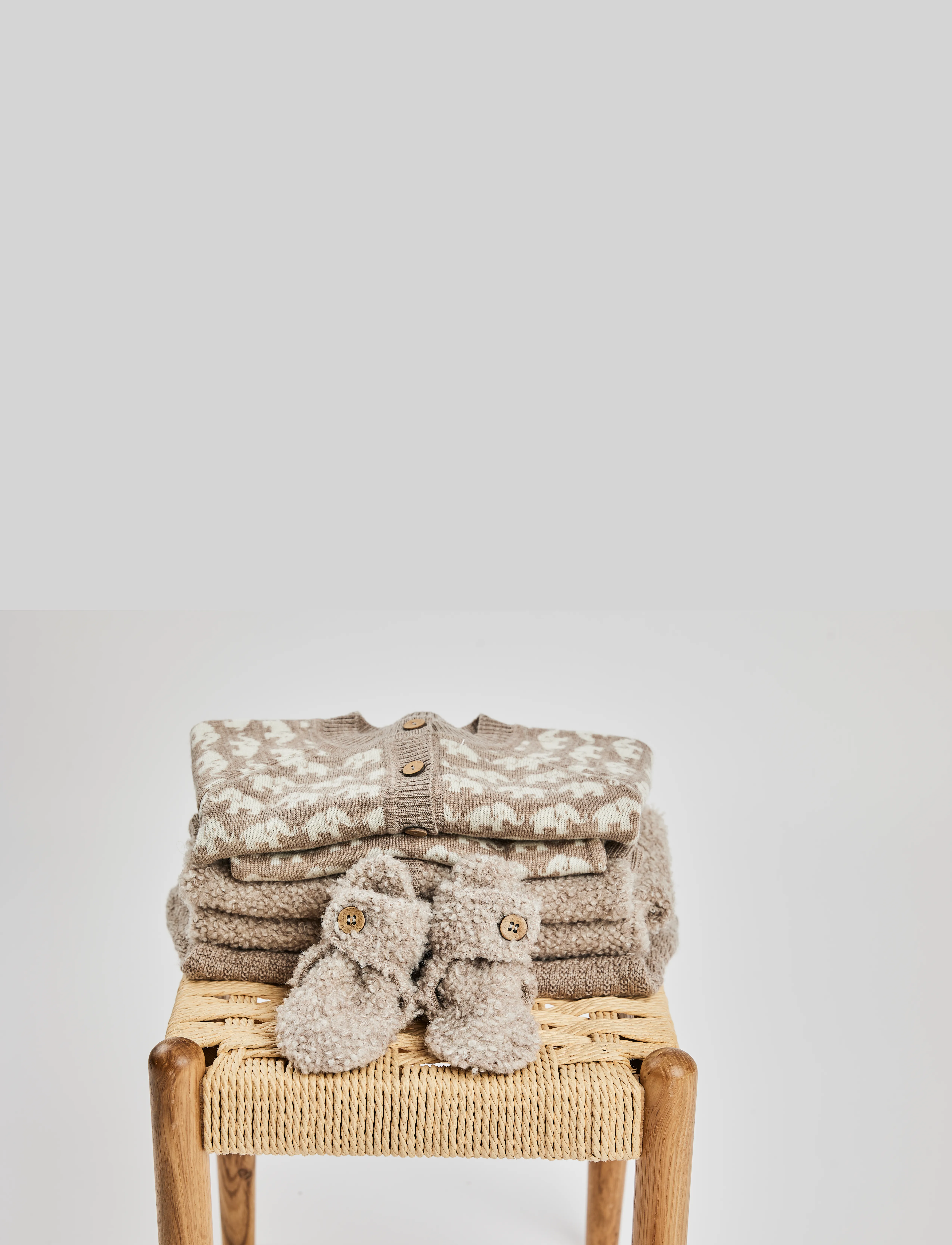 Smallstuff - Jumpsuit, Square knit, merino wool, powder - jumpsuits - nature melange - 2