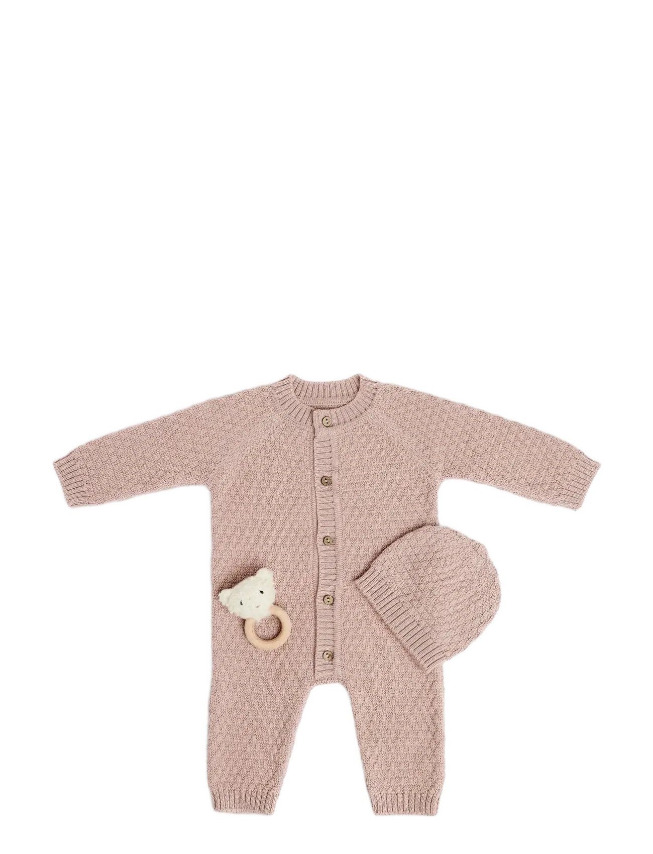 Smallstuff - Jumpsuit, AO Elephants, merino wool, nature melange - kombinezon - powder - 2