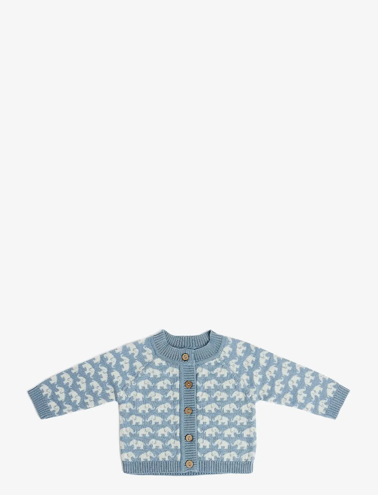 Smallstuff - Cardigan, Square knit, merino wool, blue - koftor - blue - 1