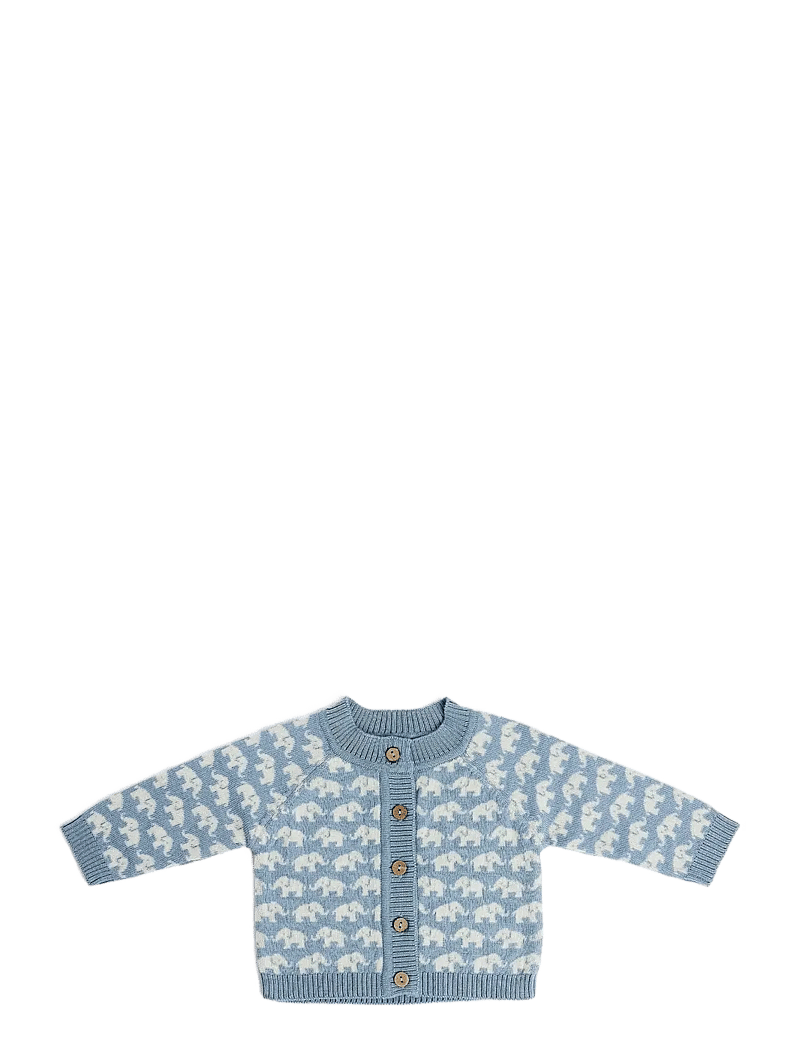 Smallstuff - Cardigan, Square knit, merino wool, blue - koftor - blue - 1