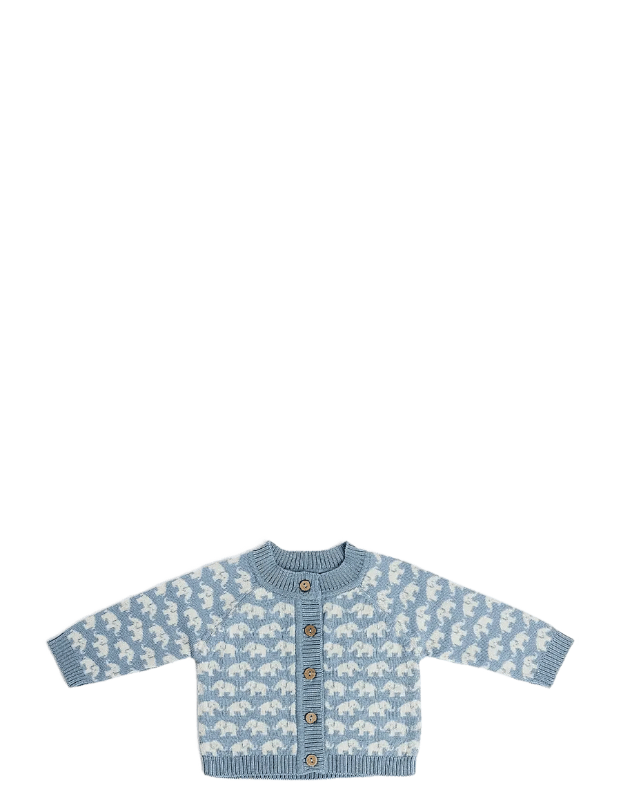 Smallstuff - Cardigan, AO Elephants, merino wool, nature melange - cardigans - blue - 1