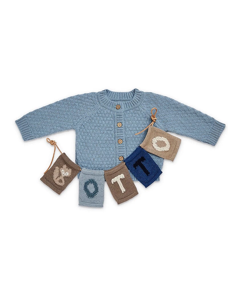 Smallstuff - Cardigan, Square knit, merino wool, powder - cardigans - blue - 0