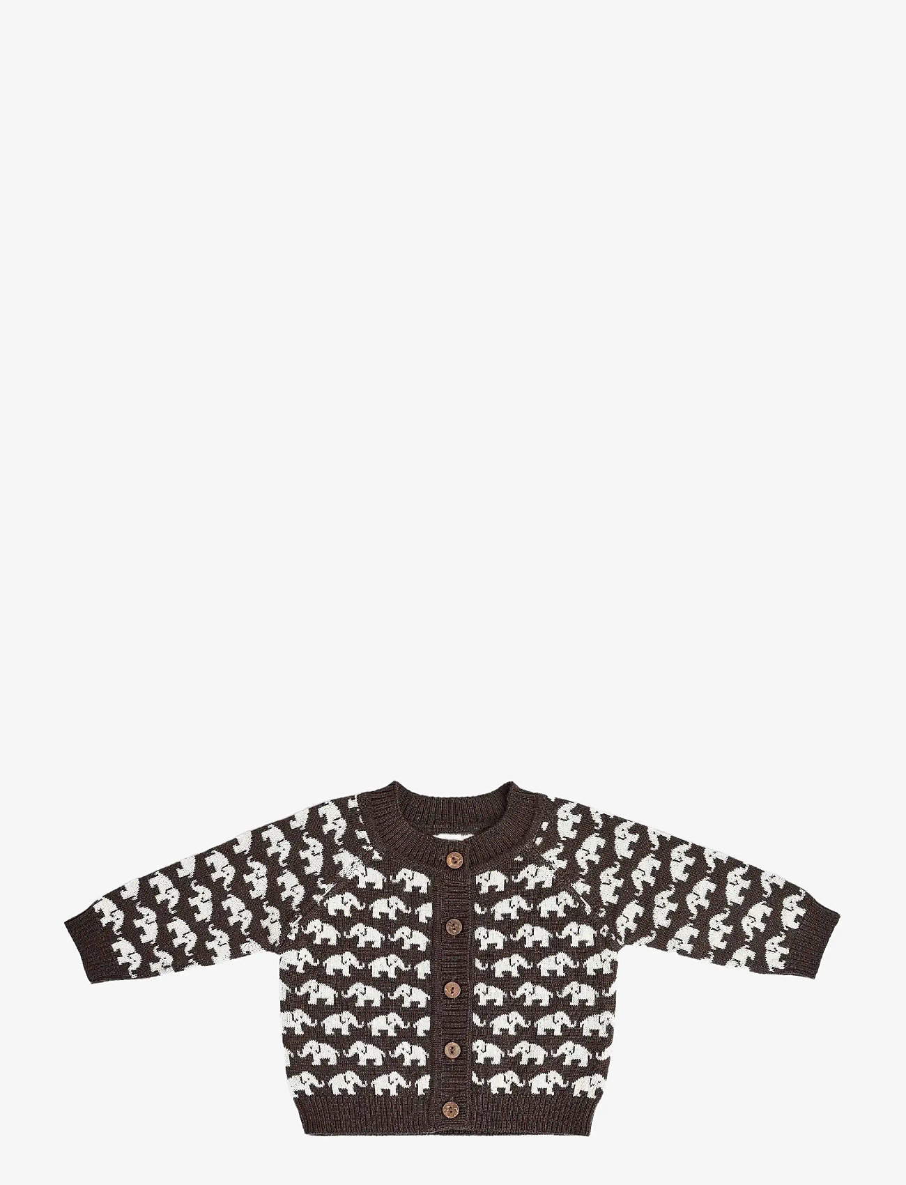 Smallstuff - Cardigan, AO Elephants, merino wool, brown - cardigans - brown - 1