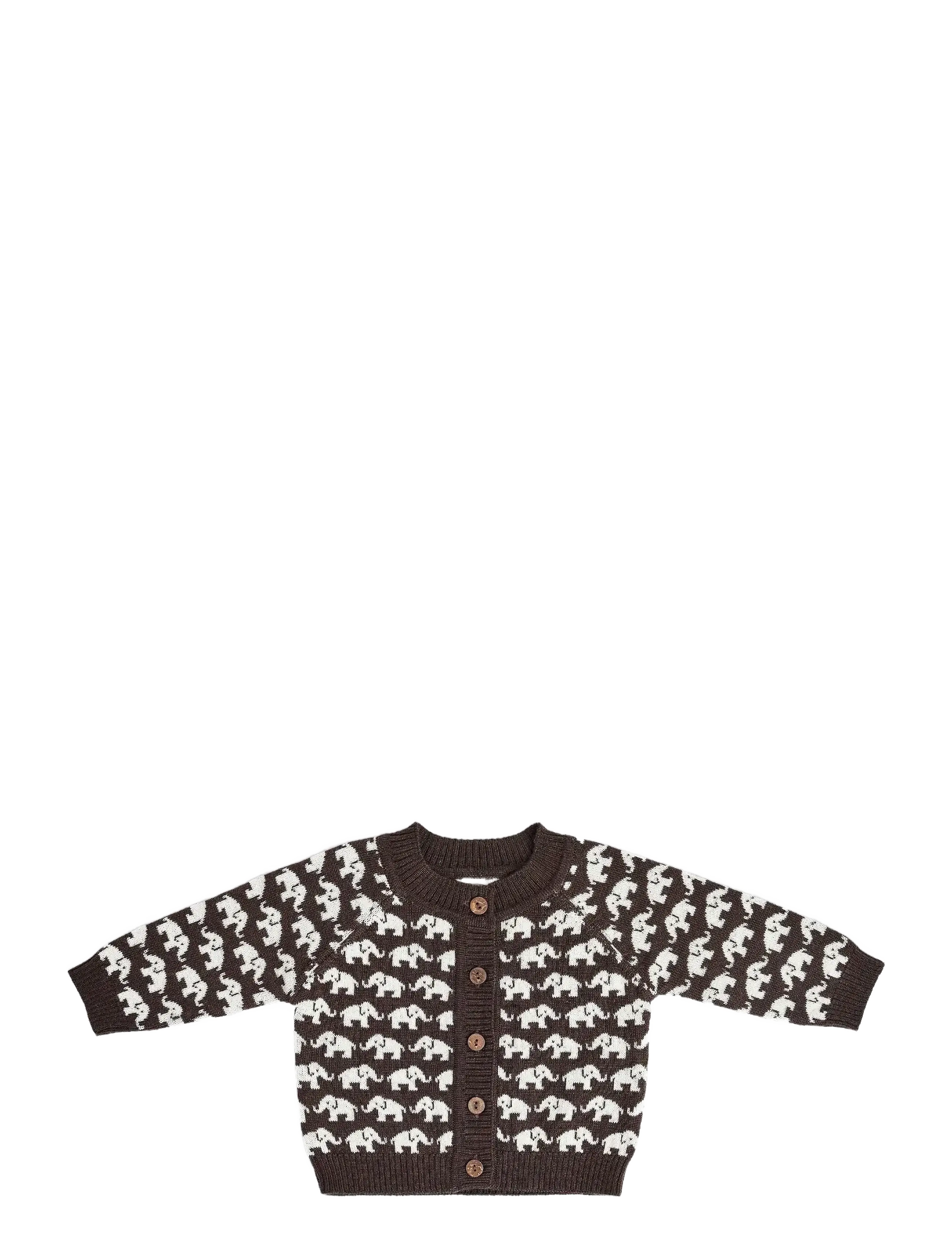 Smallstuff Cardigan, AO Elephants, merino wool, nature melange - Strik - BROWN / brown