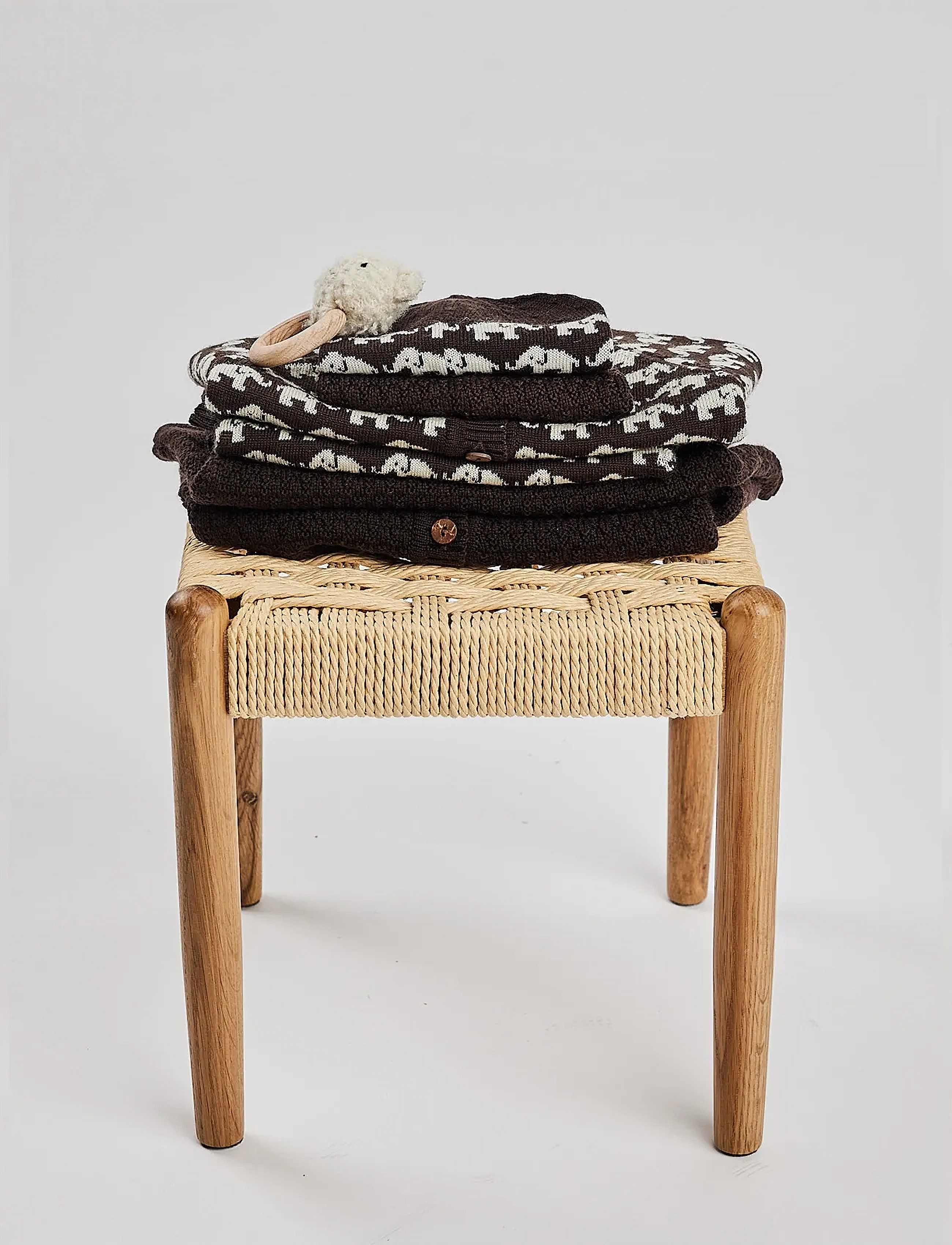 Smallstuff Cardigan, Ao Elephants, Merino Wool, Brown, 92/98, Brown, Strik > Cardigans, Børn