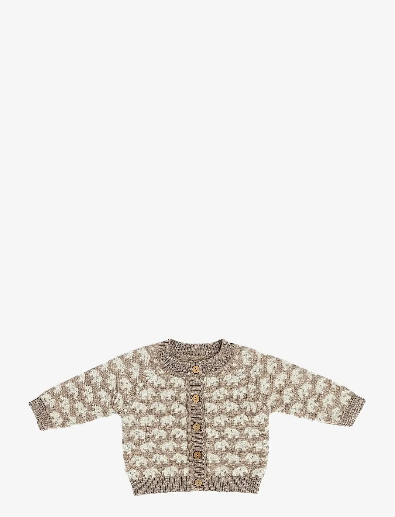 Smallstuff - Cardigan, AO Elephants, merino wool, brown - susegamieji megztiniai - nature melange - 1