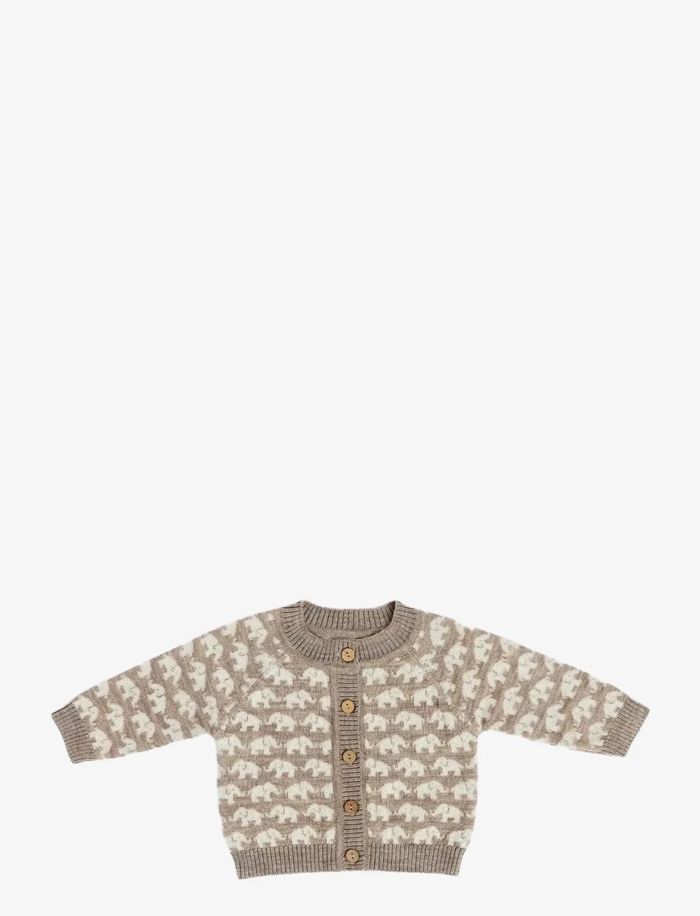 Smallstuff - Cardigan, AO Elephants, merino wool, brown - koftor - nature melange - 1