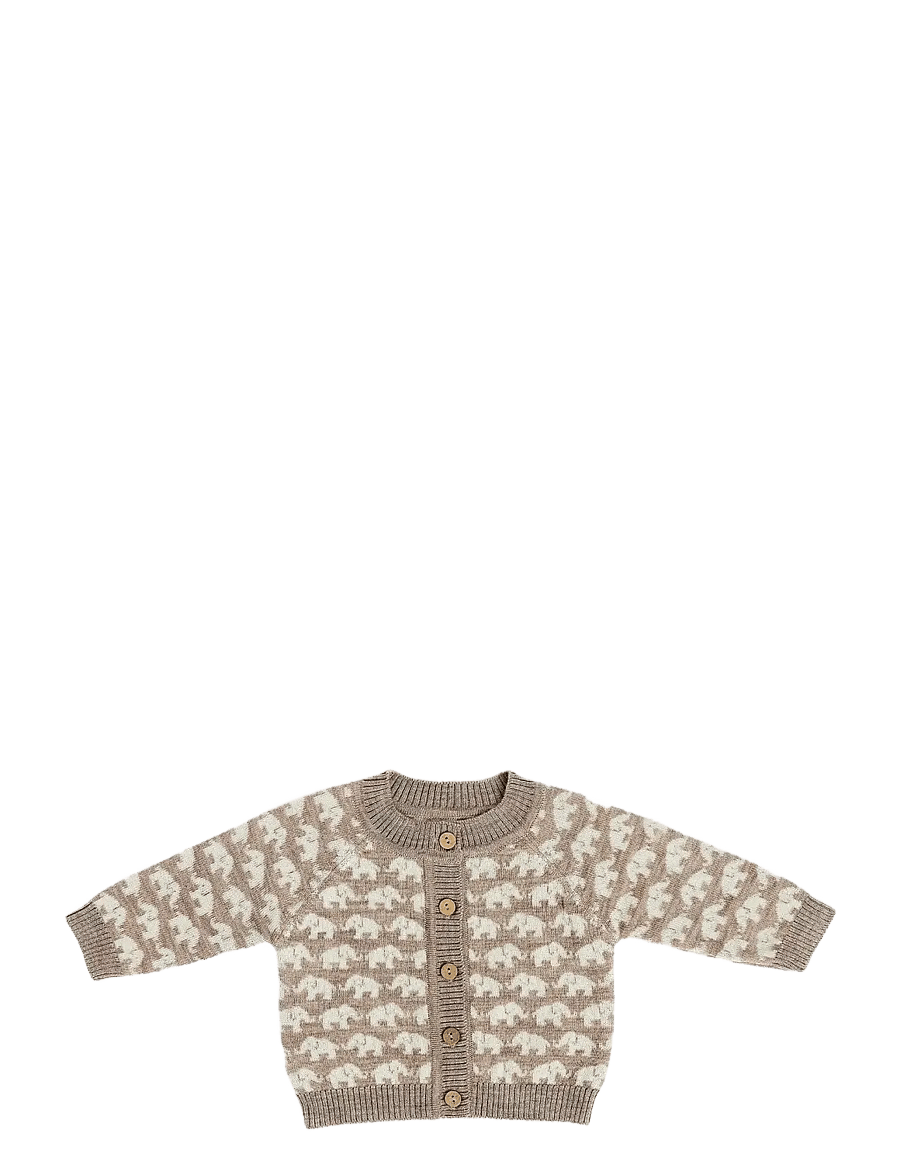 Smallstuff - Cardigan, AO Elephants, merino wool, nature melange - koftor - nature melange - 1
