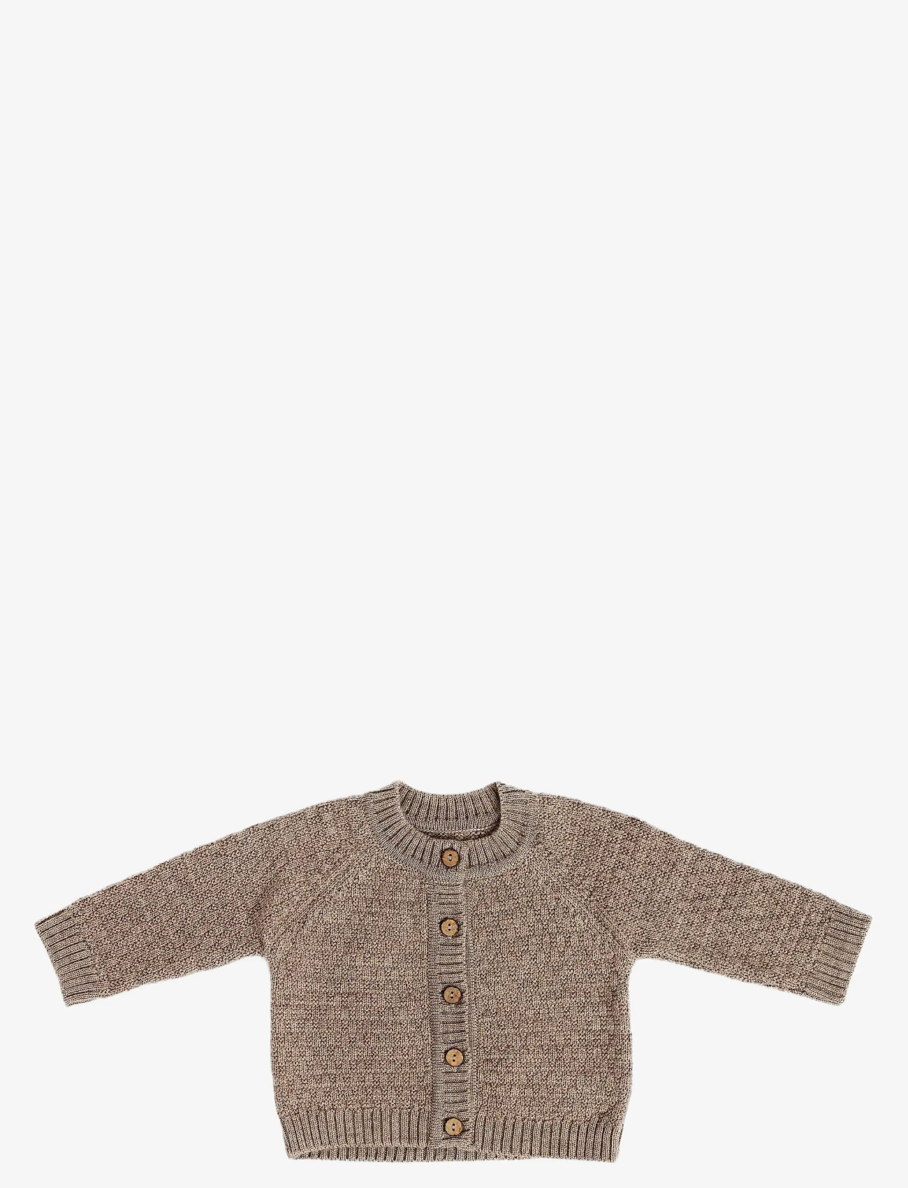Smallstuff - Cardigan, Square knit, merino wool, blue - cardigans - nature melange - 1