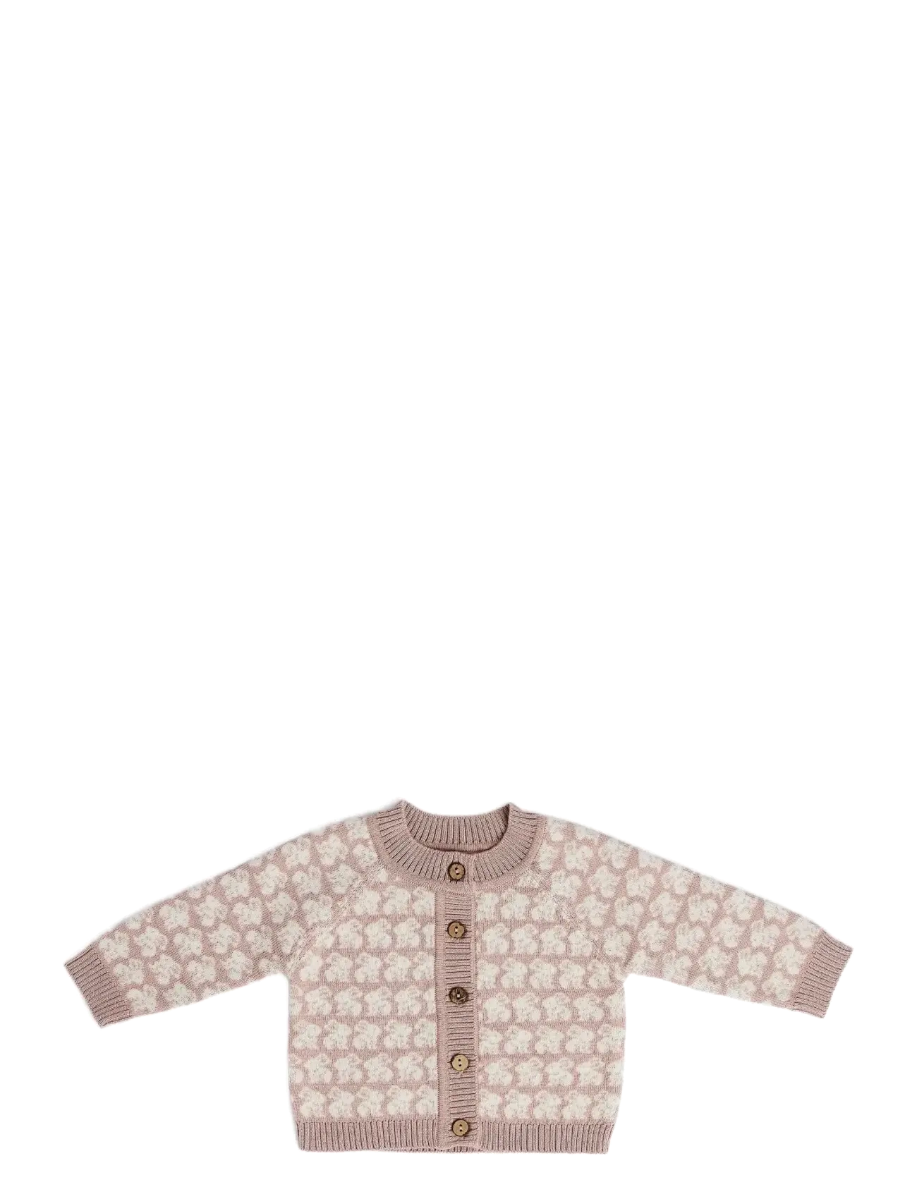 Smallstuff Cardigan, AO Elephants, merino wool, nature melange - Smallstuff - POWDER / pink/rose