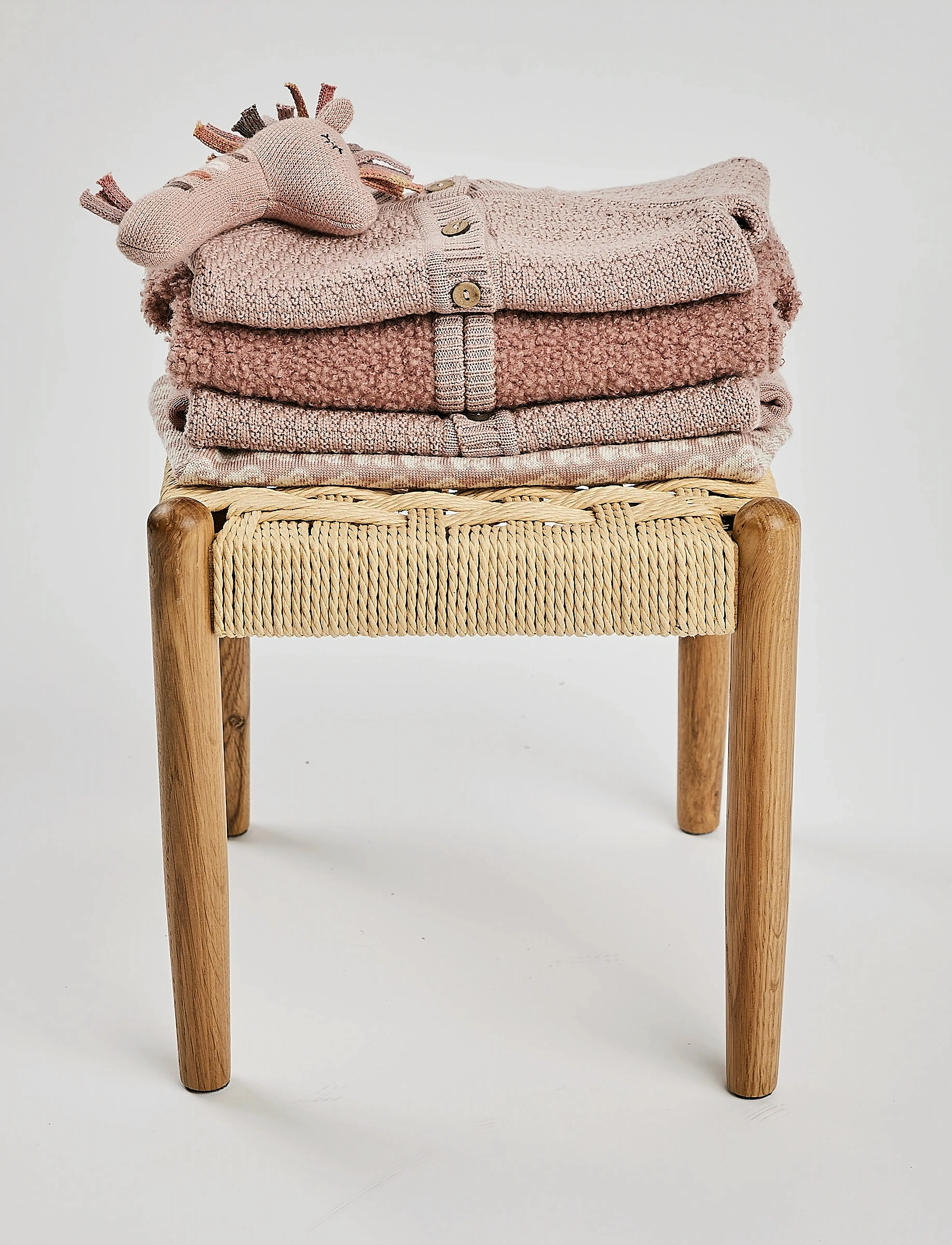 Smallstuff Cardigan, Ao Elephants, Merino Wool, Brown, 56/62, Pink, Strik > Cardigans, Børn