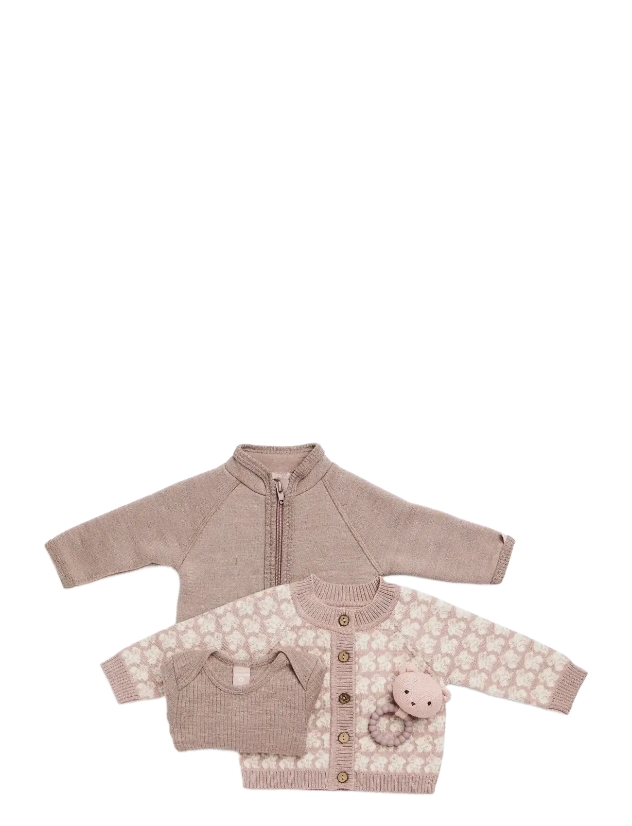 Smallstuff - Cardigan, AO Elephants, merino wool, nature melange - cardigans - powder - 2