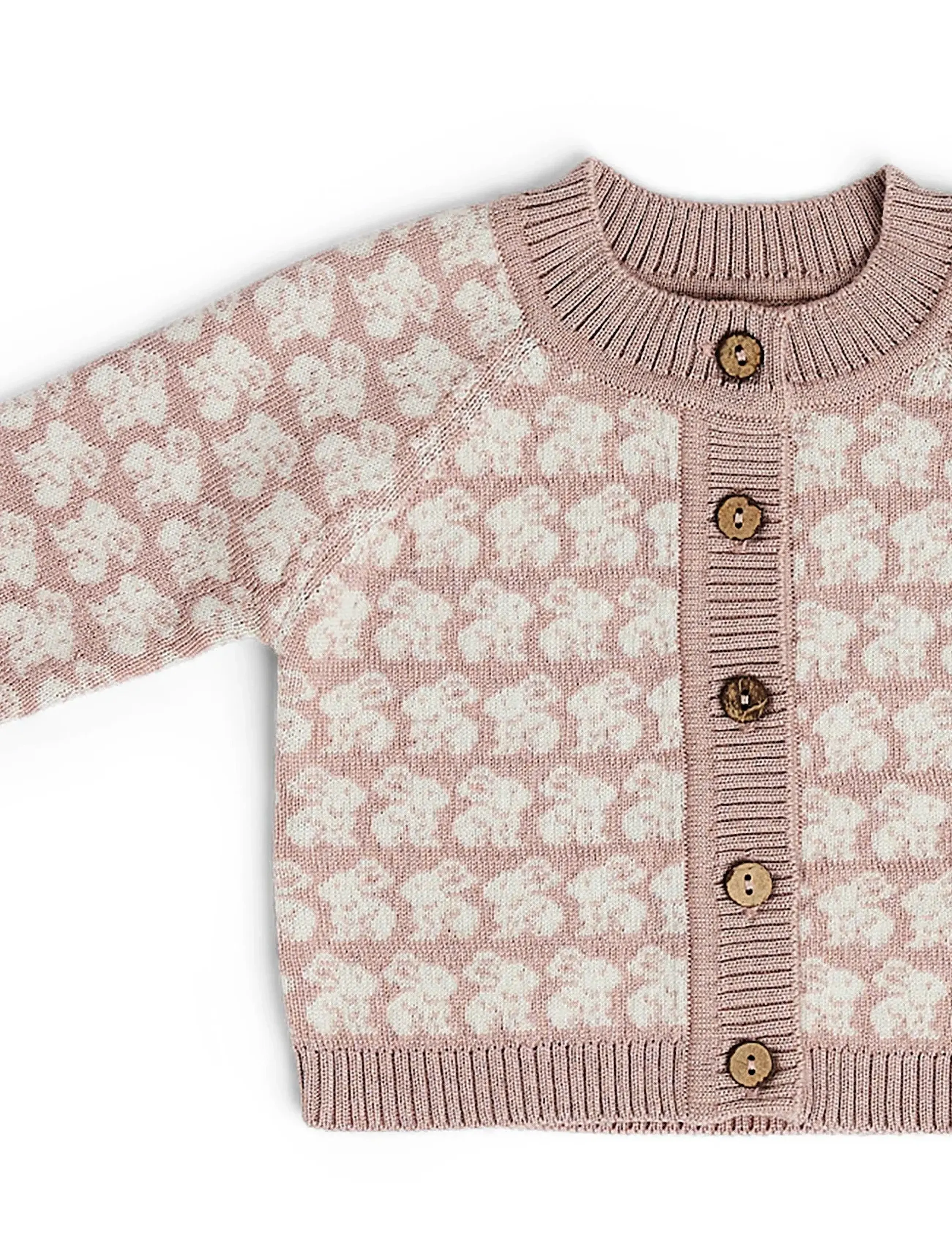 Smallstuff - Cardigan, AO Elephants, merino wool, nature melange - cardigans - powder - 3