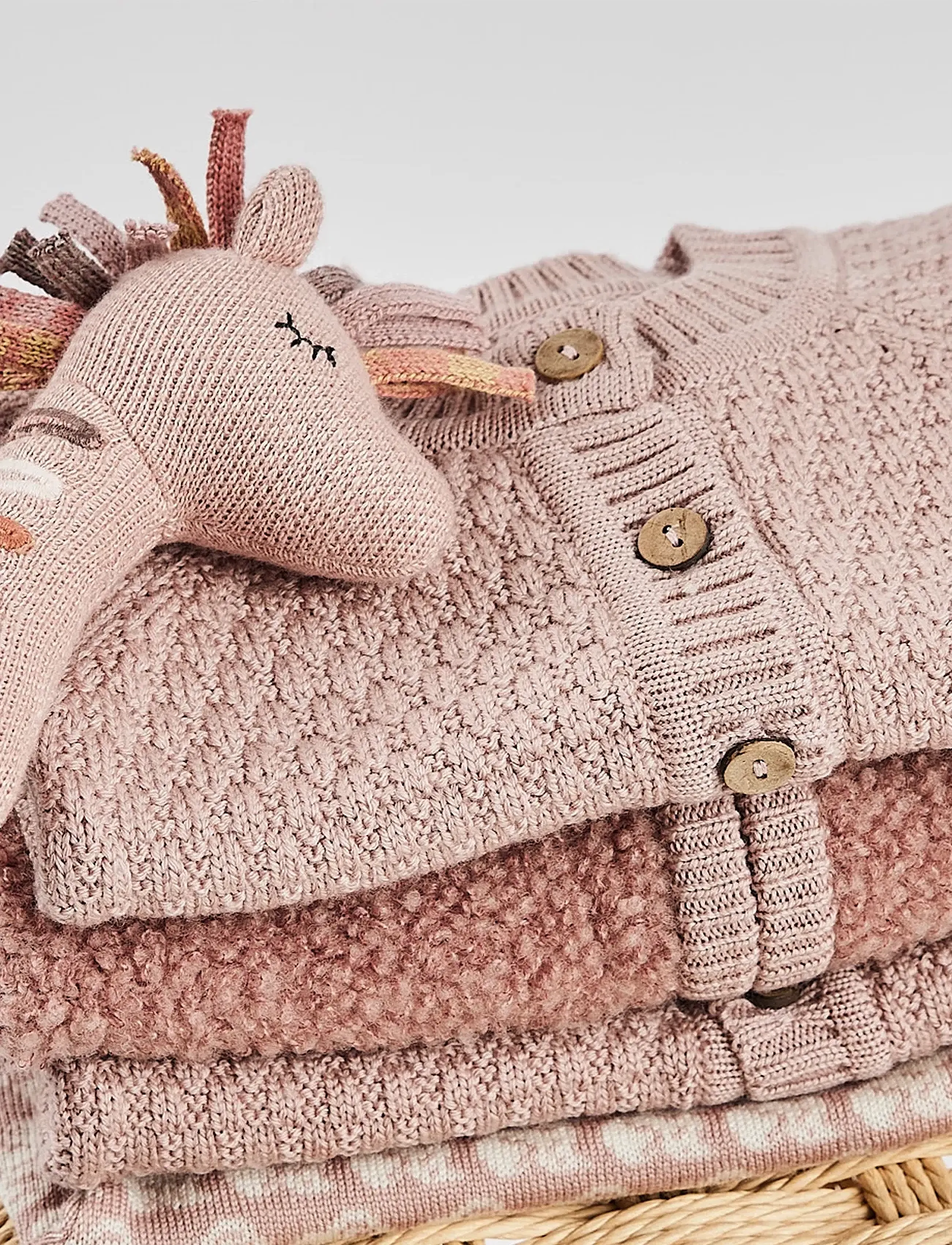 Smallstuff Cardigan, Ao Elephants, Merino Wool, Brown, 68/74, Pink, Strik > Cardigans, Børn
