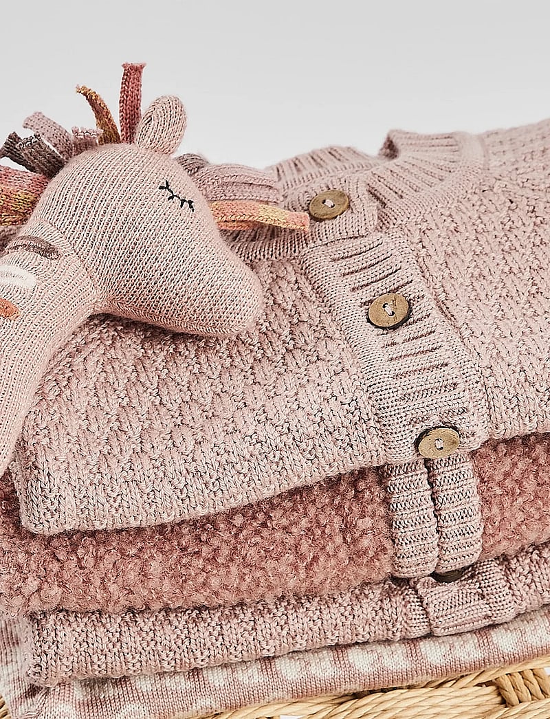 Smallstuff - Cardigan, AO Elephants, merino wool, nature melange - koftor - powder - 0