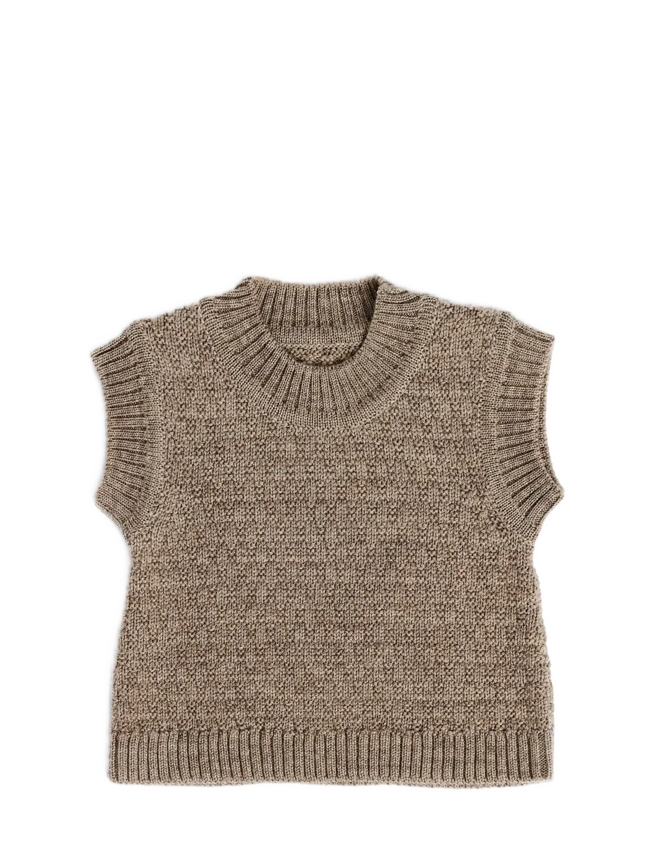 Smallstuff Vest, Ao Elephants, Merino Wool, Brown, Børn, Elefant Strikket Vest, Beige, Str: 68/74