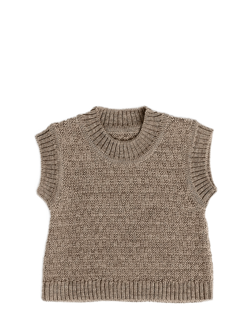 Smallstuff - Vest, AO Elephants, merino wool, blue - stickade tröjor - nature melange - 0