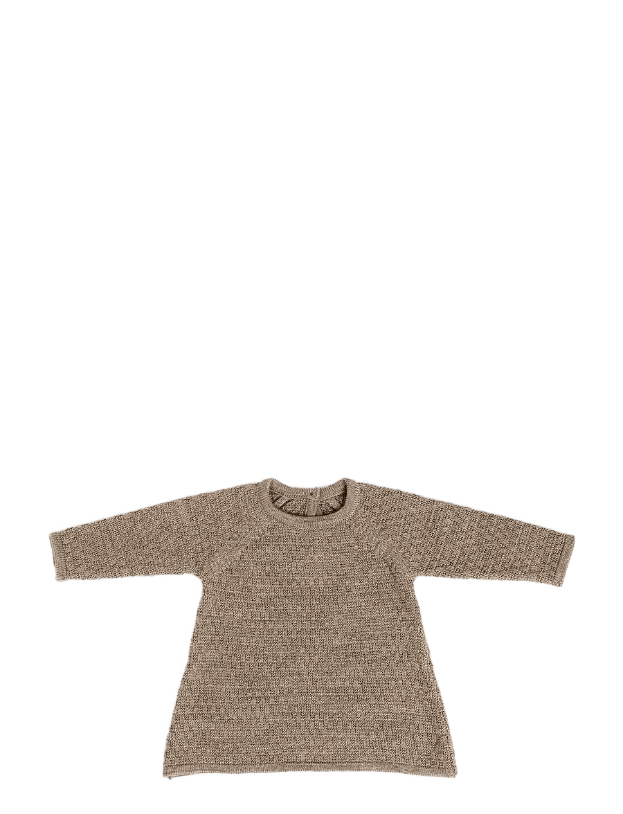 Smallstuff - Dress, AO Rabbits, merino wool, powder - langärmelige babykleider - nature melange - 0