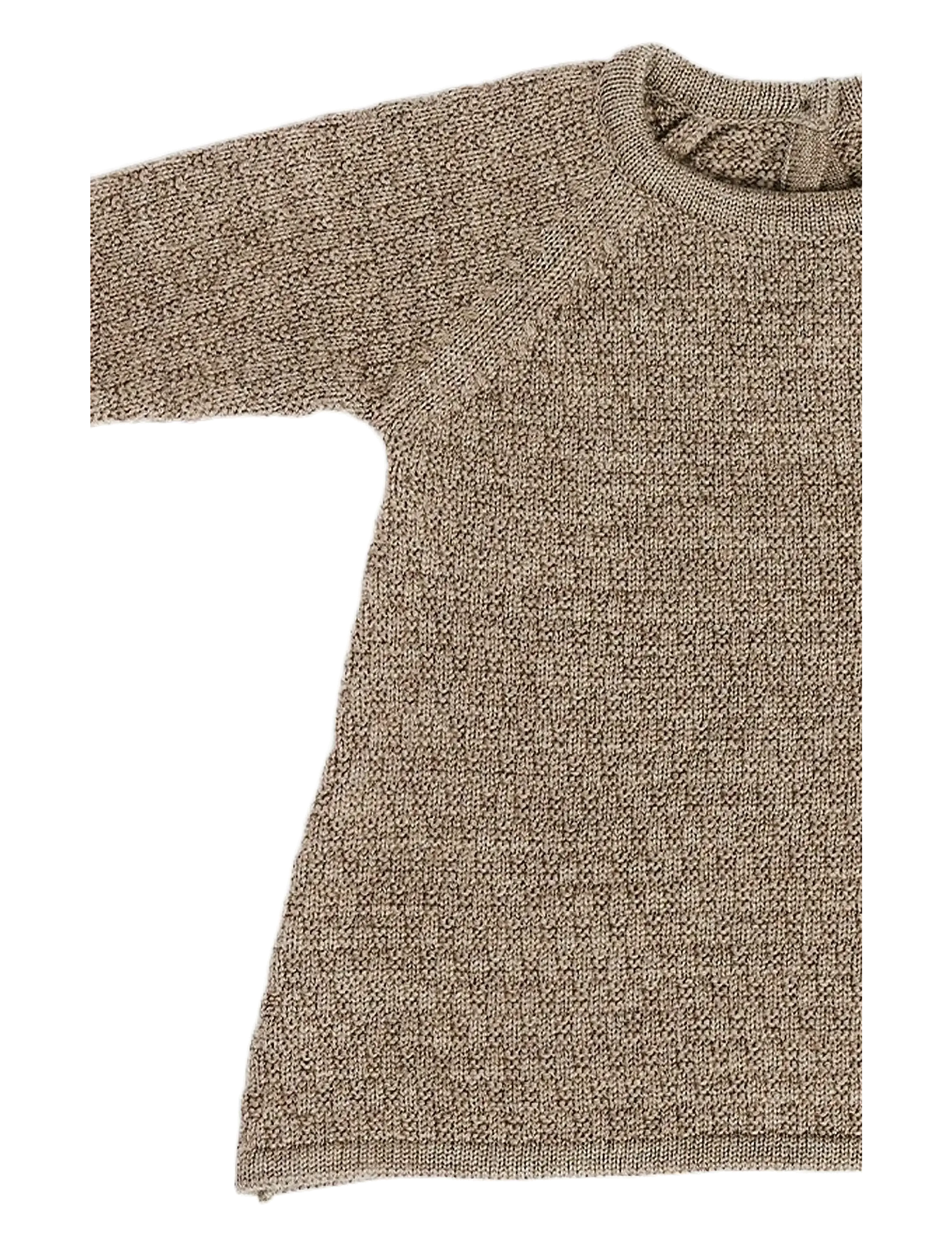 Smallstuff - Dress, AO Rabbits, merino wool, powder - langærmede babykjoler - nature melange - 1