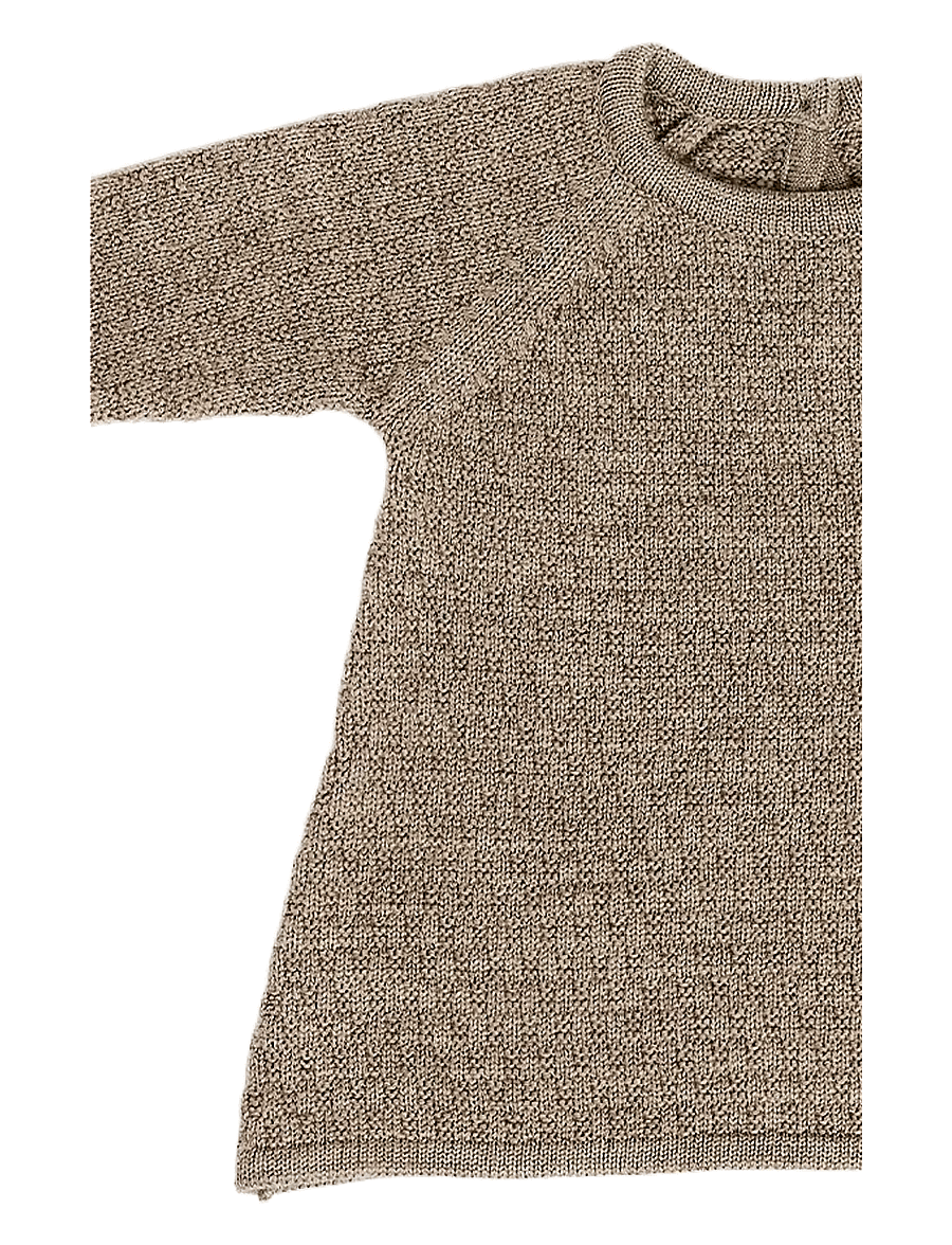 Smallstuff - Dress, AO Rabbits, merino wool, powder - langärmelige babykleider - nature melange - 1