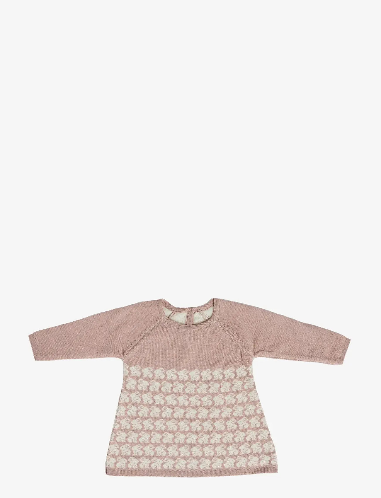 Smallstuff - Dress, AO Rabbits, merino wool, powder - langærmede babykjoler - powder - 1