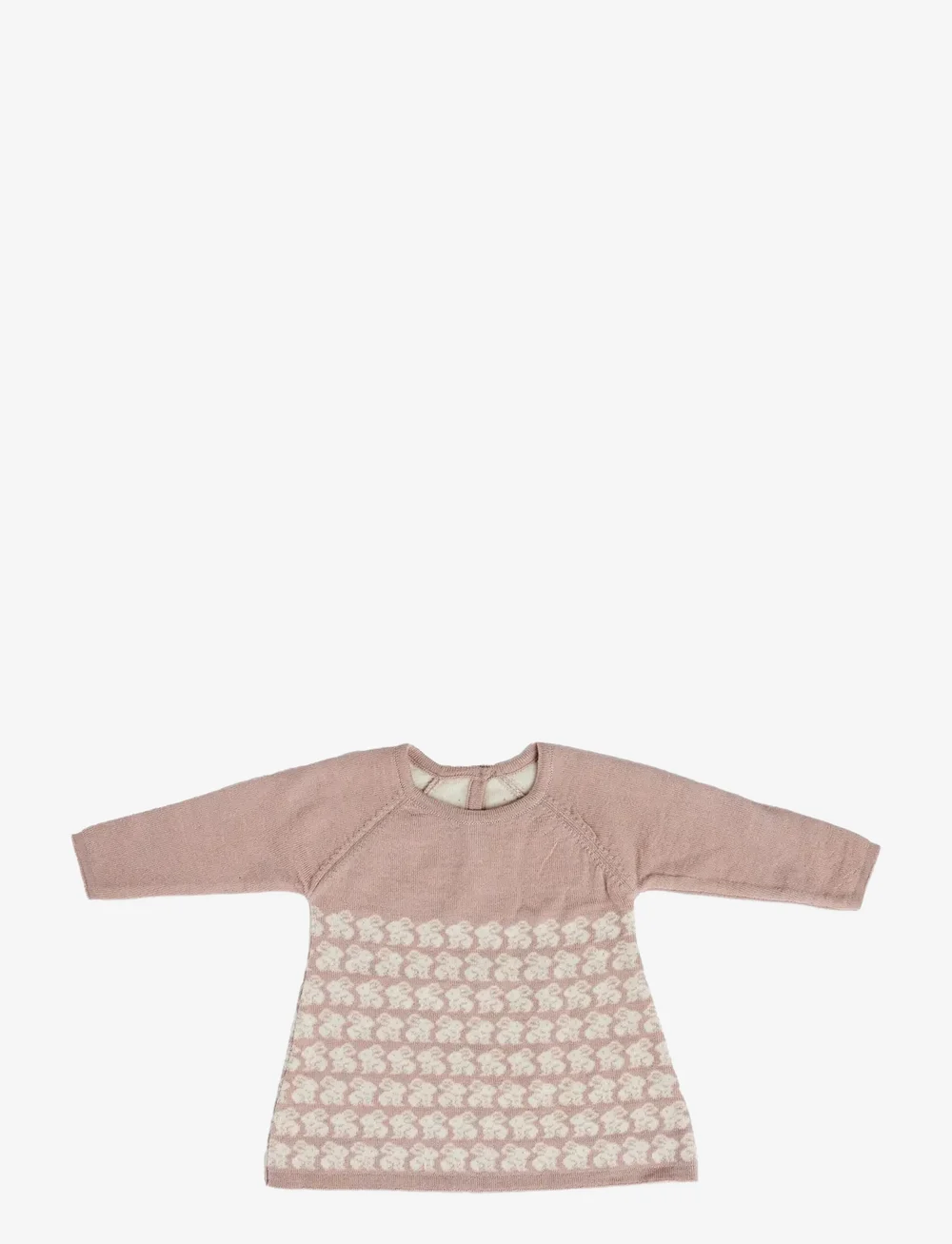 Smallstuff - Dress, Square knit, merino wool, nature melange - langärmelige babykleider - powder - 1