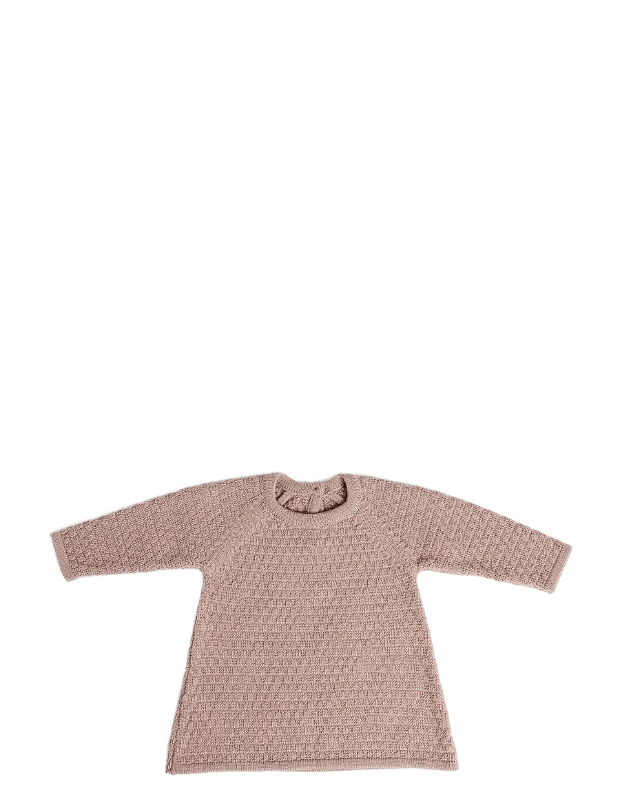 Smallstuff - Dress, AO Rabbits, merino wool, powder - pikkade varrukatega beebi kleidid - powder - 1