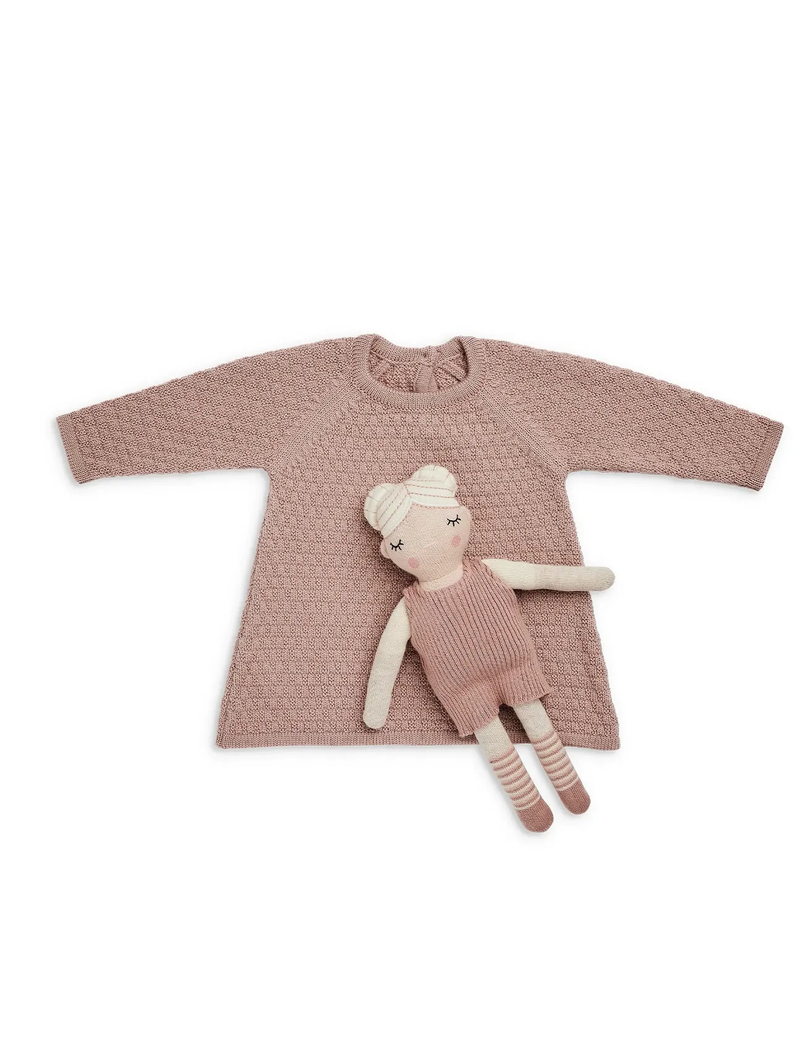 Smallstuff Dress, Ao Rabbits, Merino Wool, Powder, 68/74, Baby Dresses, Rosa - Long-sleeved Kinder
