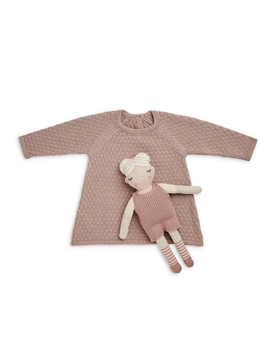 Smallstuff - Dress, AO Rabbits, merino wool, powder - pikkade varrukatega beebi kleidid - powder - 0