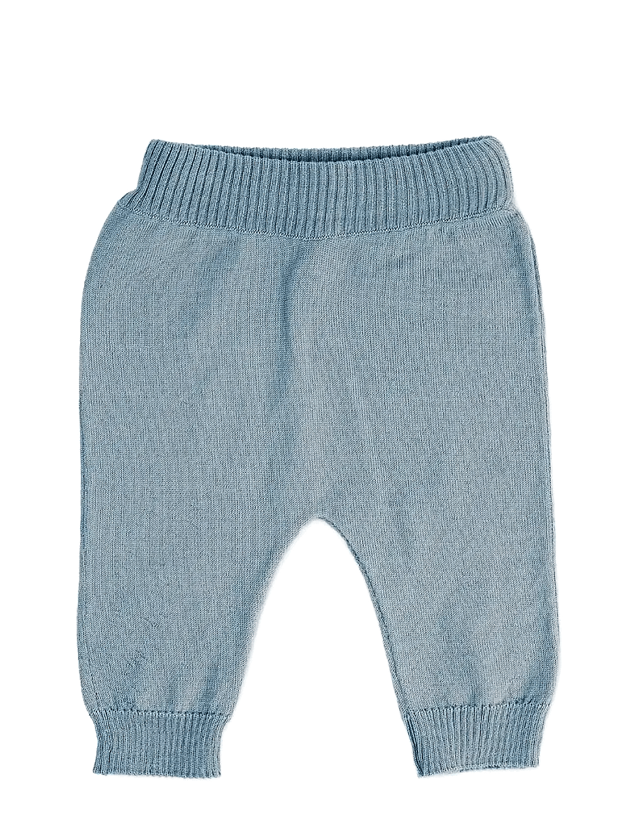 Smallstuff - Pants, flat knit merino wool, nature - babyhosen - blue - 0