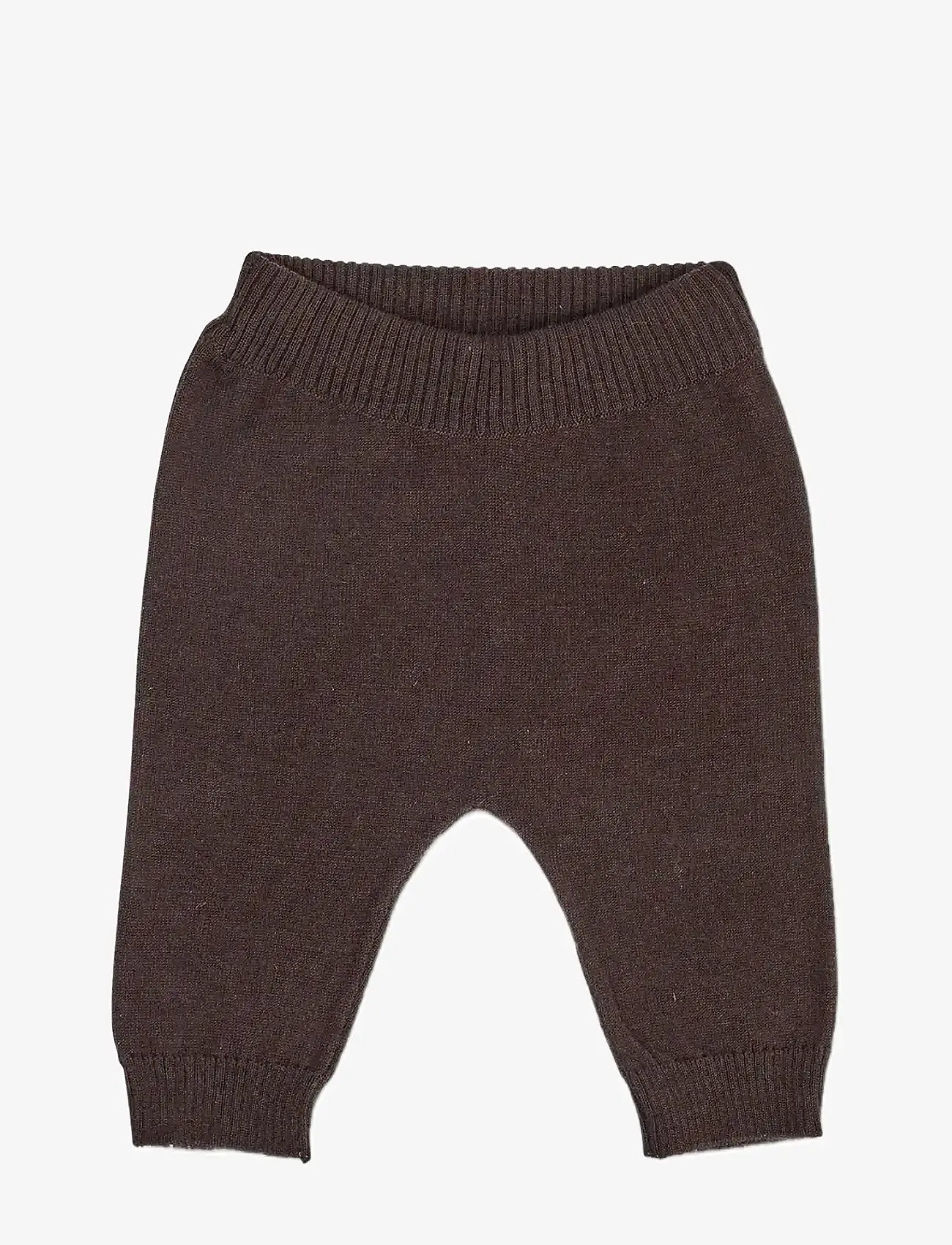 Smallstuff - Pants, flat knit merino wool, blue - sügisesed riided - brown - 0