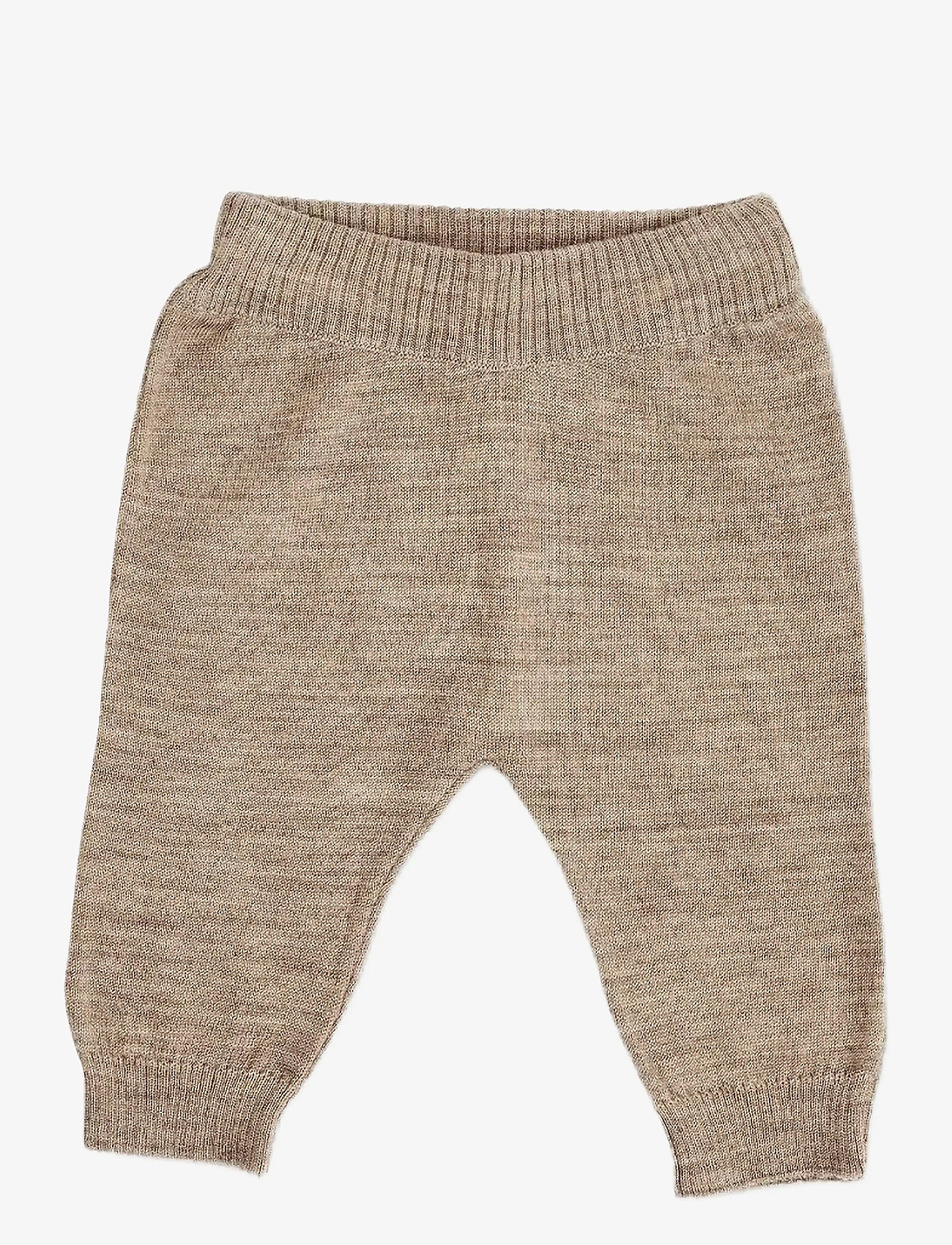 Smallstuff - Pants, flat knit merino wool, brown - babybyxor - nature - 0