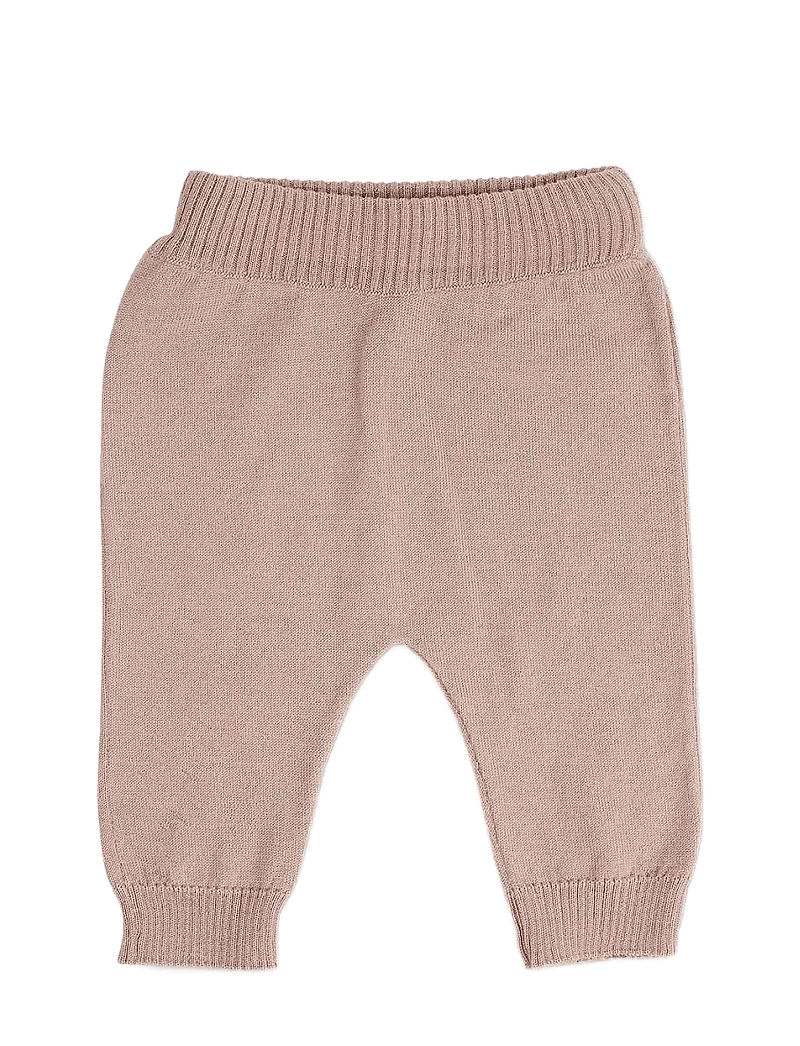 Smallstuff - Pants, flat knit merino wool, brown - babyhosen - powder - 0