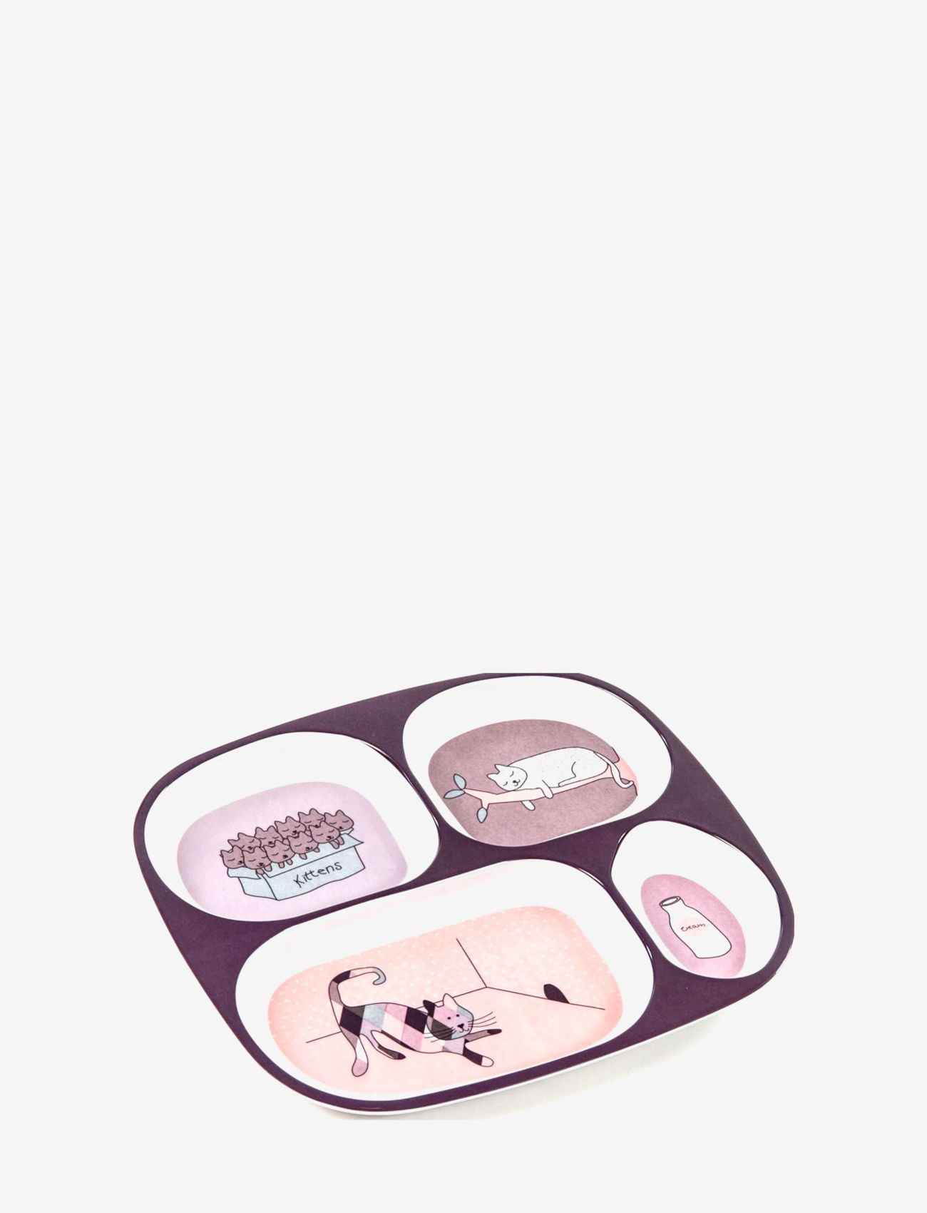 Smallstuff - 4 room plate, Cat - rose - 0