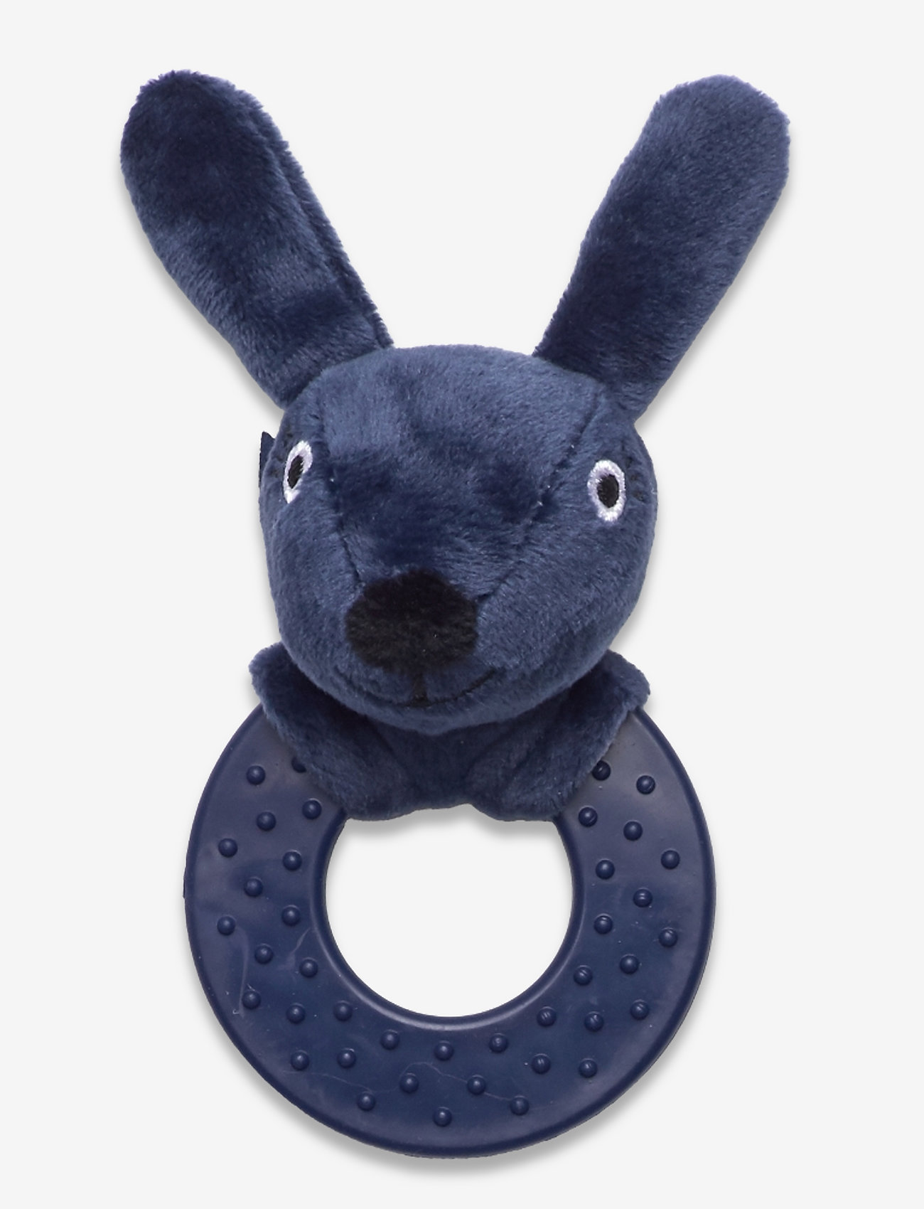 Smallstuff - Rattle rubber ring, Rabbit, Navy - rangler - navy - 0