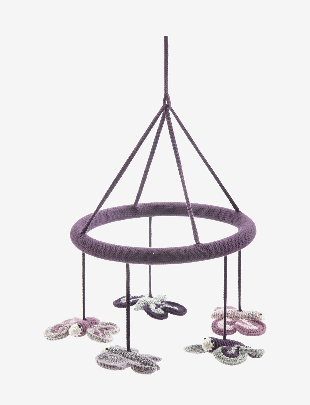 Smallstuff - Hanging mobile, butterflies, aubergine/silver - beebi rippuvad mänguasjad - aubergine - 0