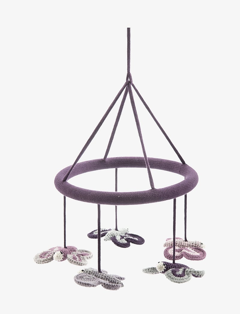 Smallstuff - Hanging mobile, butterflies, aubergine/silver - beebi rippuvad mänguasjad - aubergine - 0