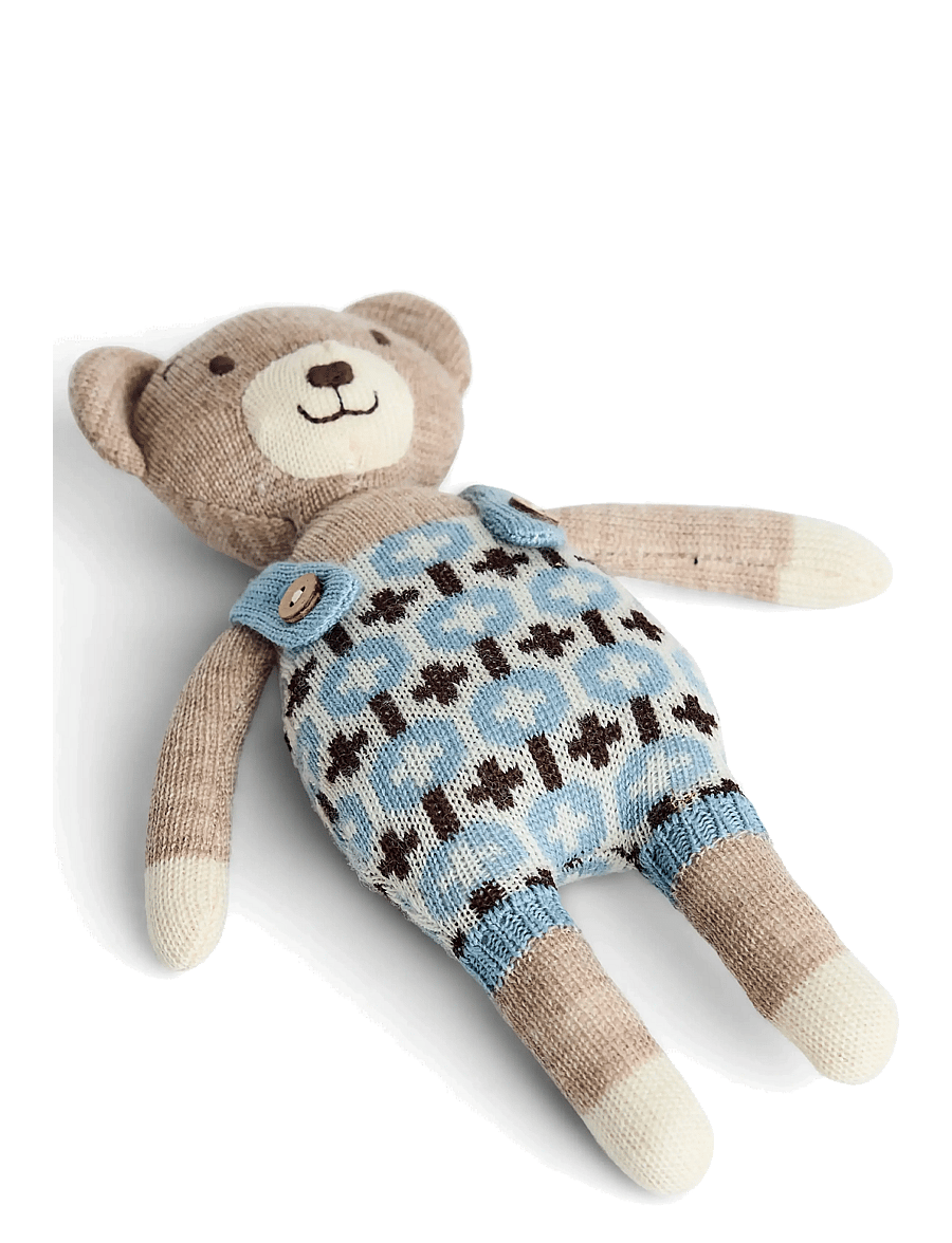 Smallstuff - Merino wool baby dog rose - mjukisdjur - blue/ brown - 1