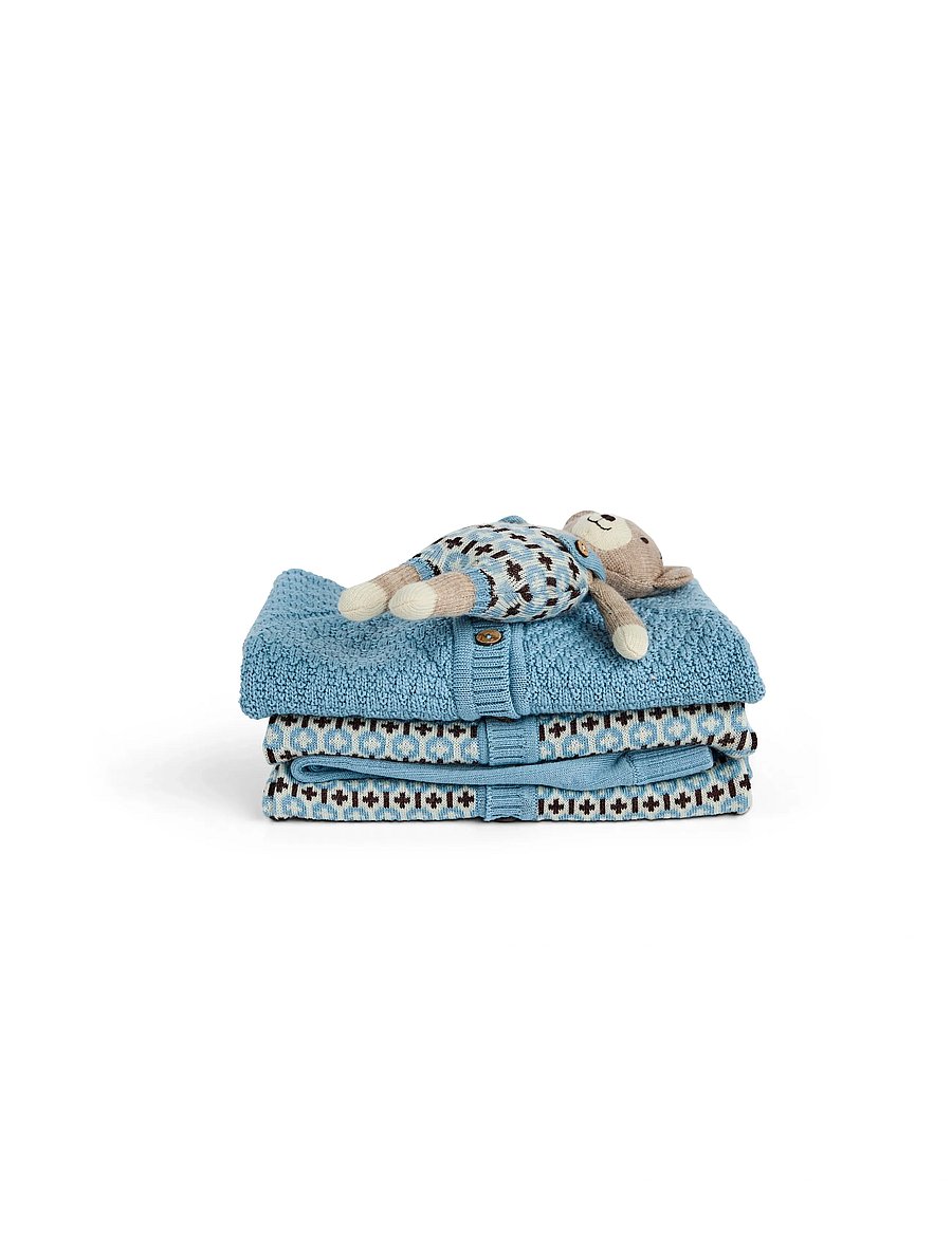 Smallstuff - Merino wool baby dog rose - mjukisdjur - blue/ brown - 0