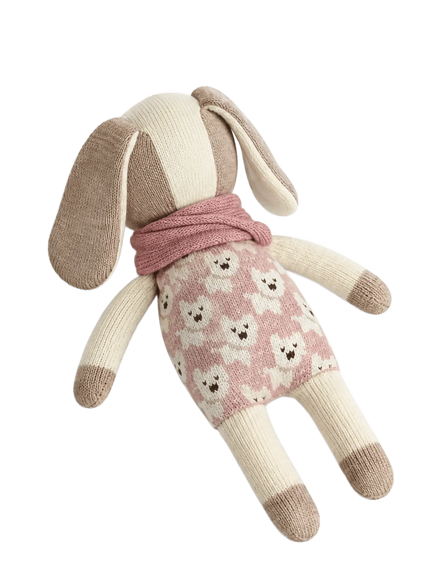 Smallstuff - Merino wool baby dog rose - tøjdyr - rose - 1