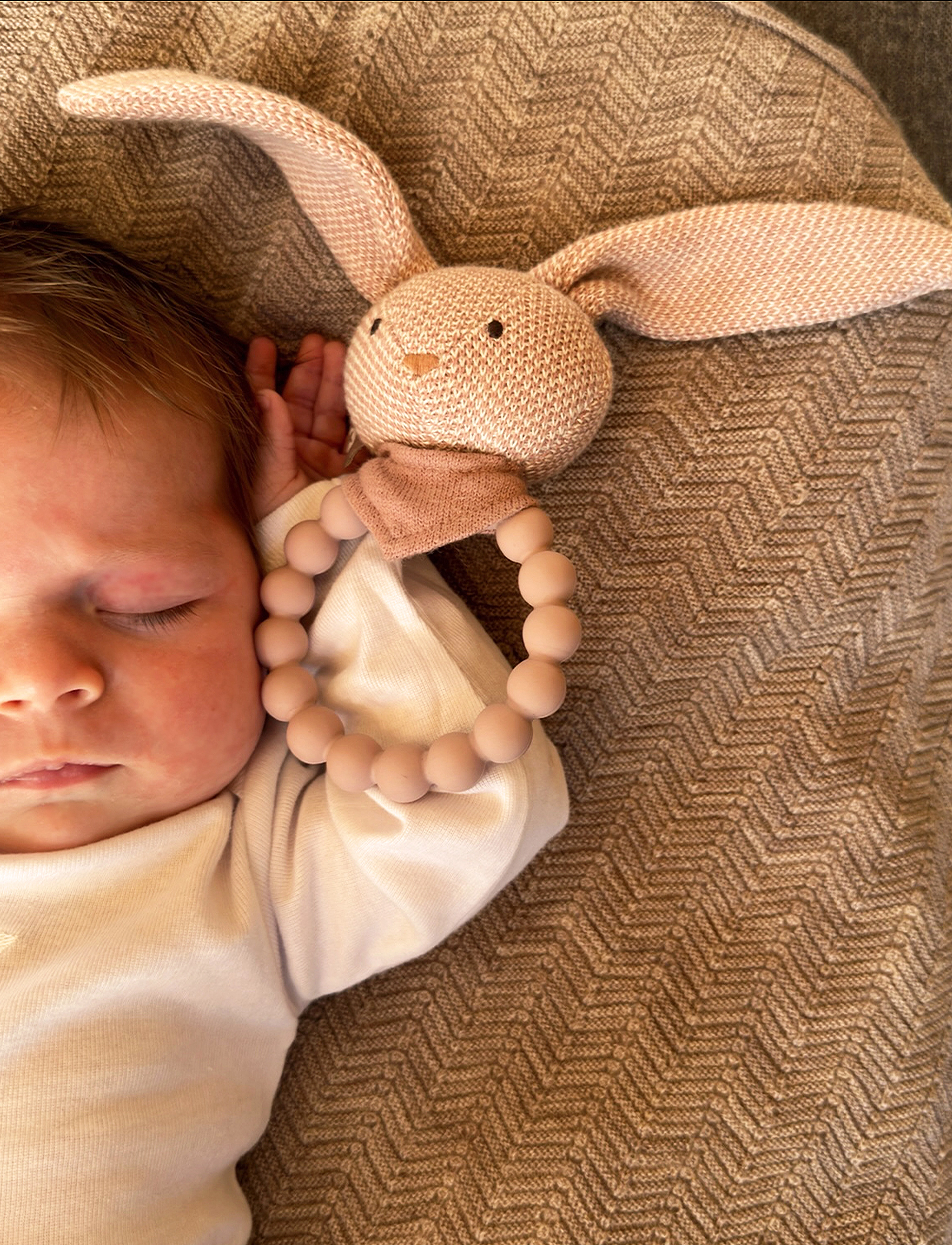 Smallstuff Rattle, Silicone Ring W. Knitted Bunny, Soft Powder, One Size 10 cm, Pink, Baby Legetøj > Rattles, Børn