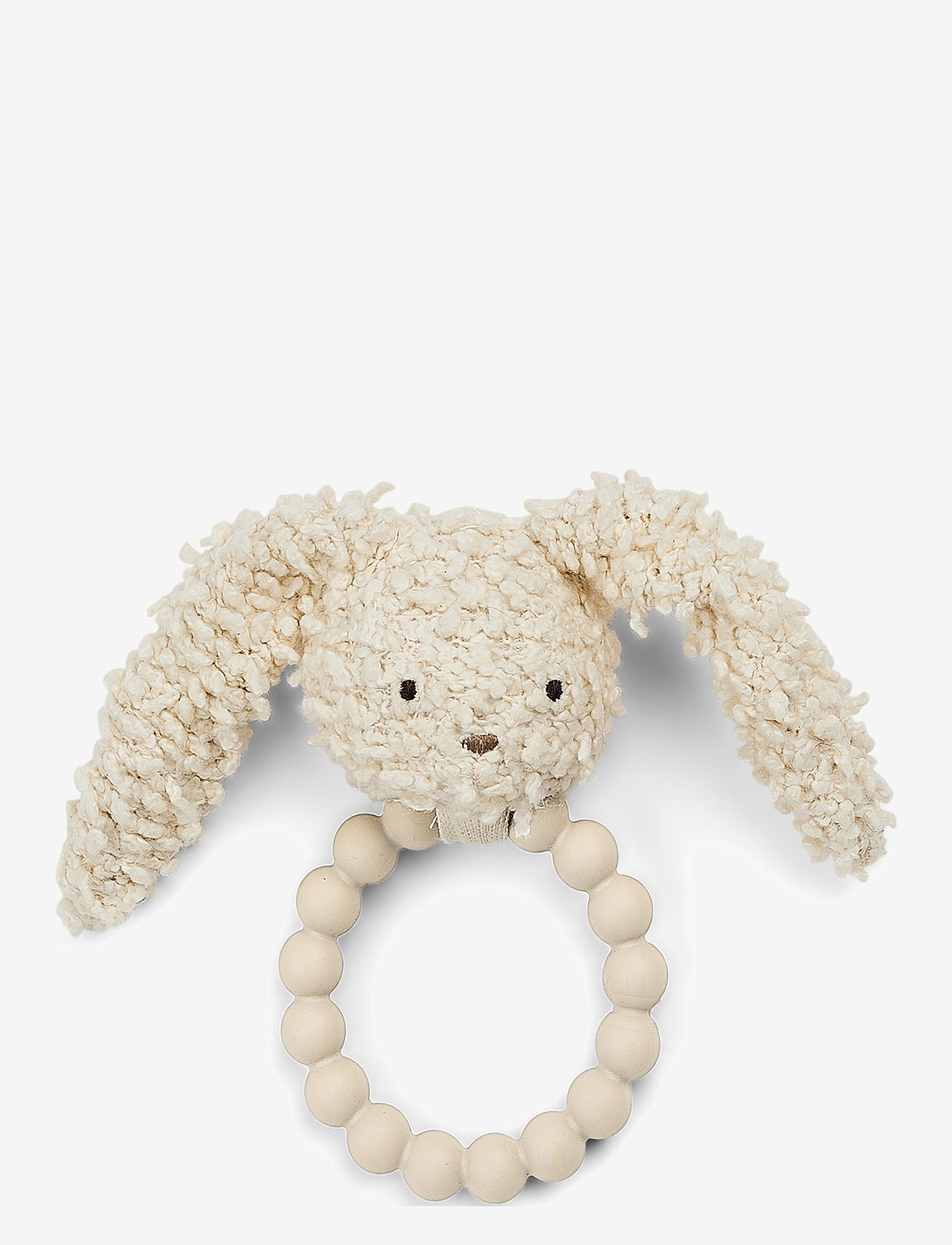 Smallstuff - Rattle silicone ring, rabbit, off. white bouclé - rangler - white - 1