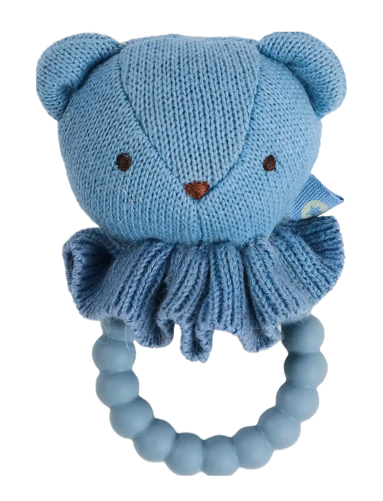 Smallstuff Rattle, Bear Face On Silicone Ring, Blue, One Size, Baby Spielzeug, Blau - Rattles, Kinder
