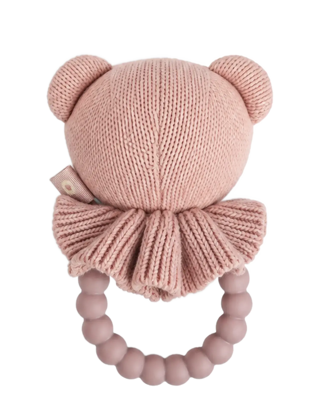 Smallstuff - Rattle, bear face on silicone ring, soft rose - rasseln - soft rose - 1