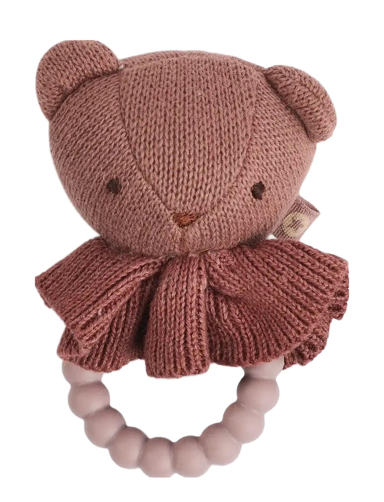 Smallstuff Rattle, Bear Face On Silicone Ring, Dark Rose, One Size, Baby Spielzeug, Rosa - Rattles, Kinder