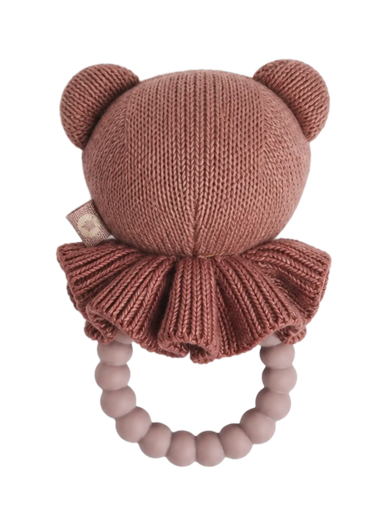 Smallstuff - Rattle, bear face on silicone ring, dark rose - rangler - dark rose - 1